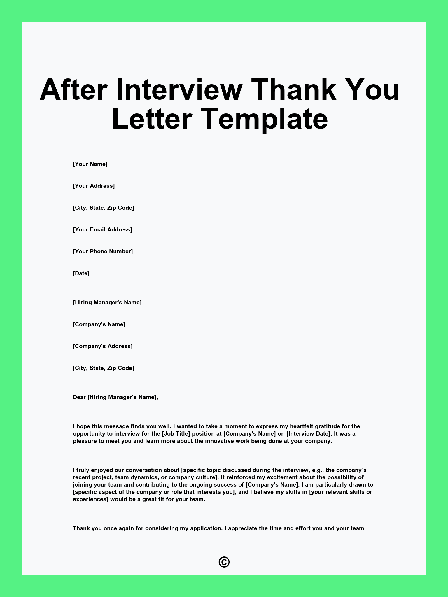 After Interview Thank You Letter Template