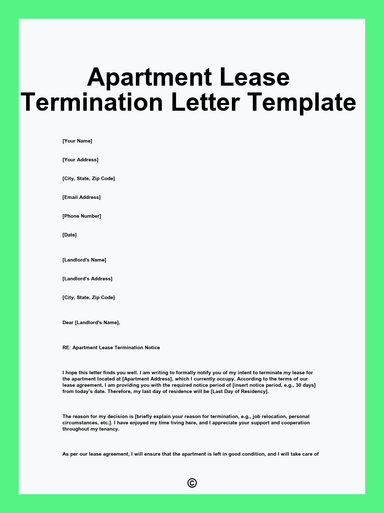 Apartment Lease Termination Letter Template
