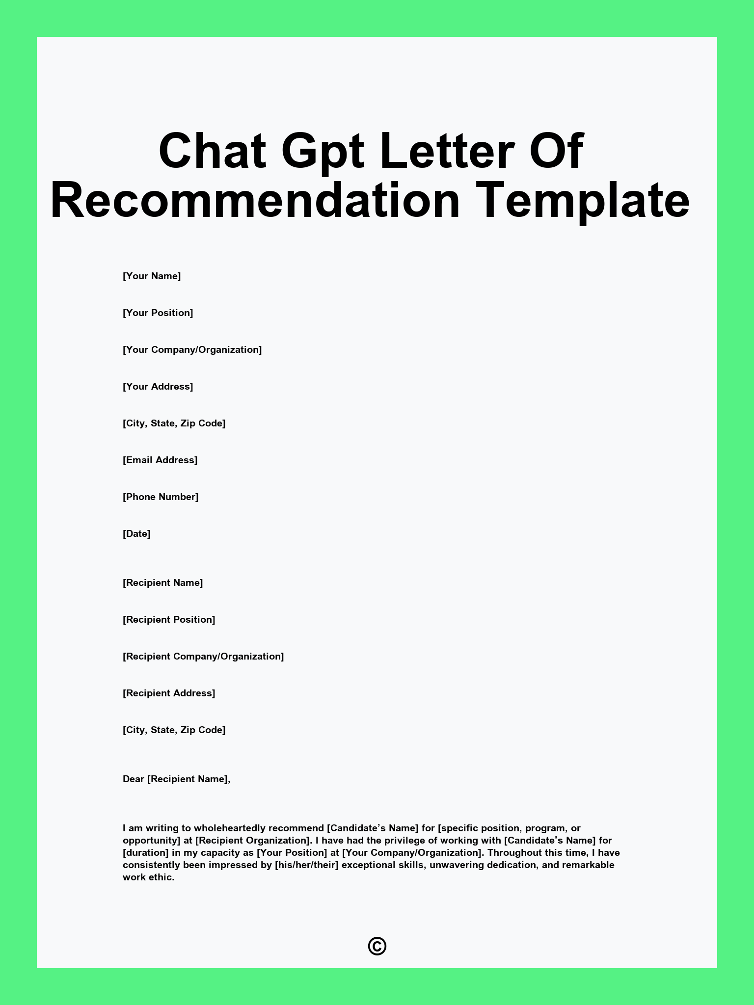 Chat Gpt Letter Of Recommendation Template