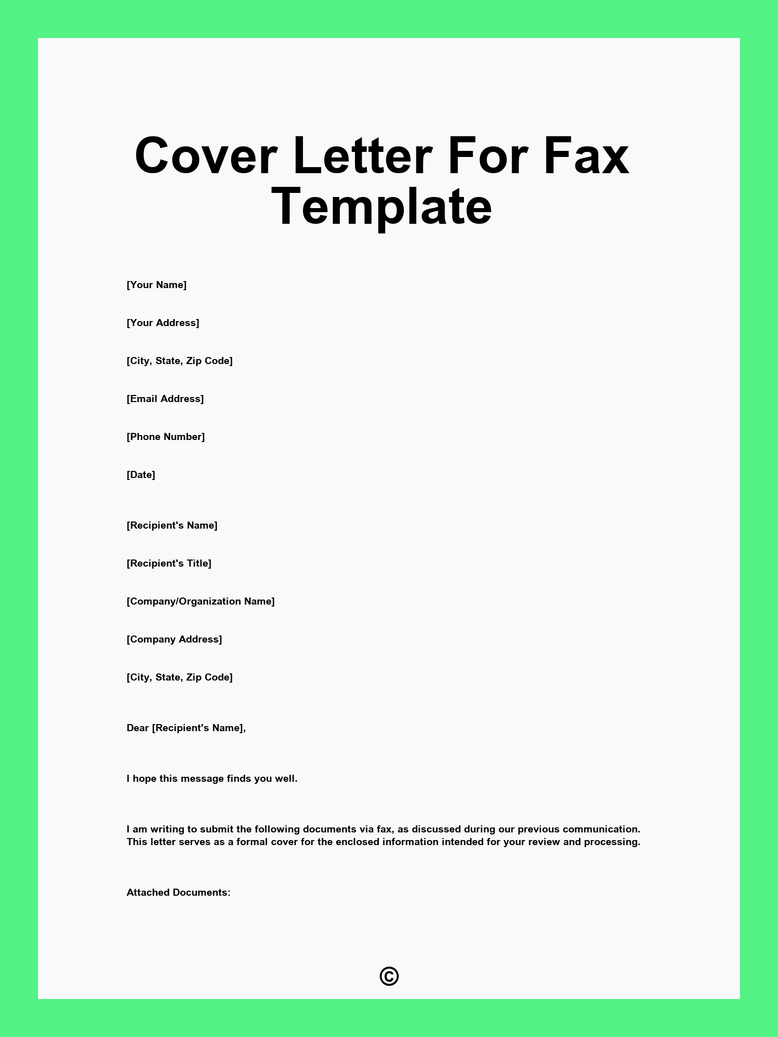 Cover Letter For Fax Template