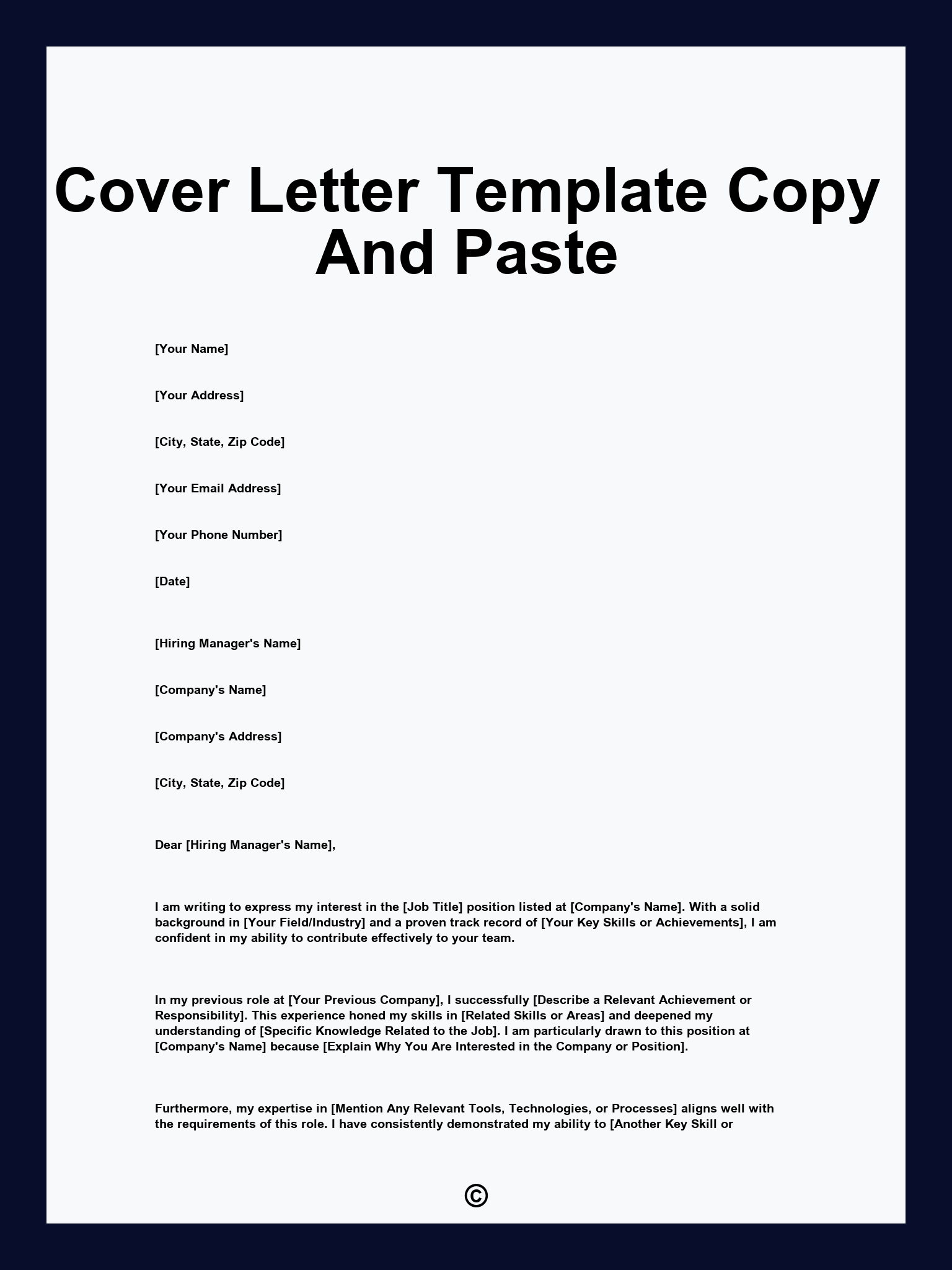 Cover Letter Template Copy And Paste