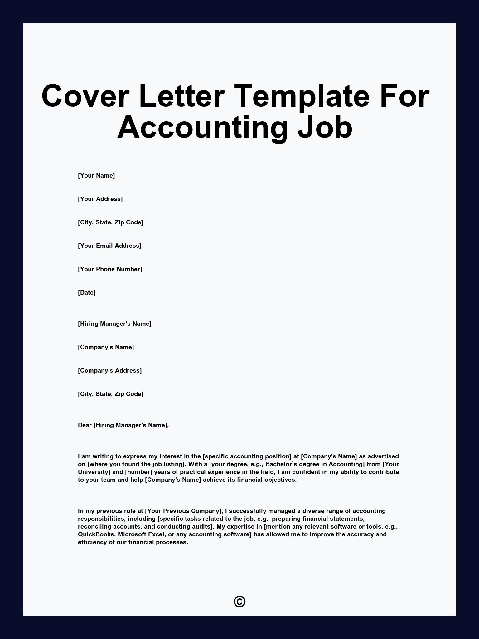 Cover Letter Template For Accounting Job