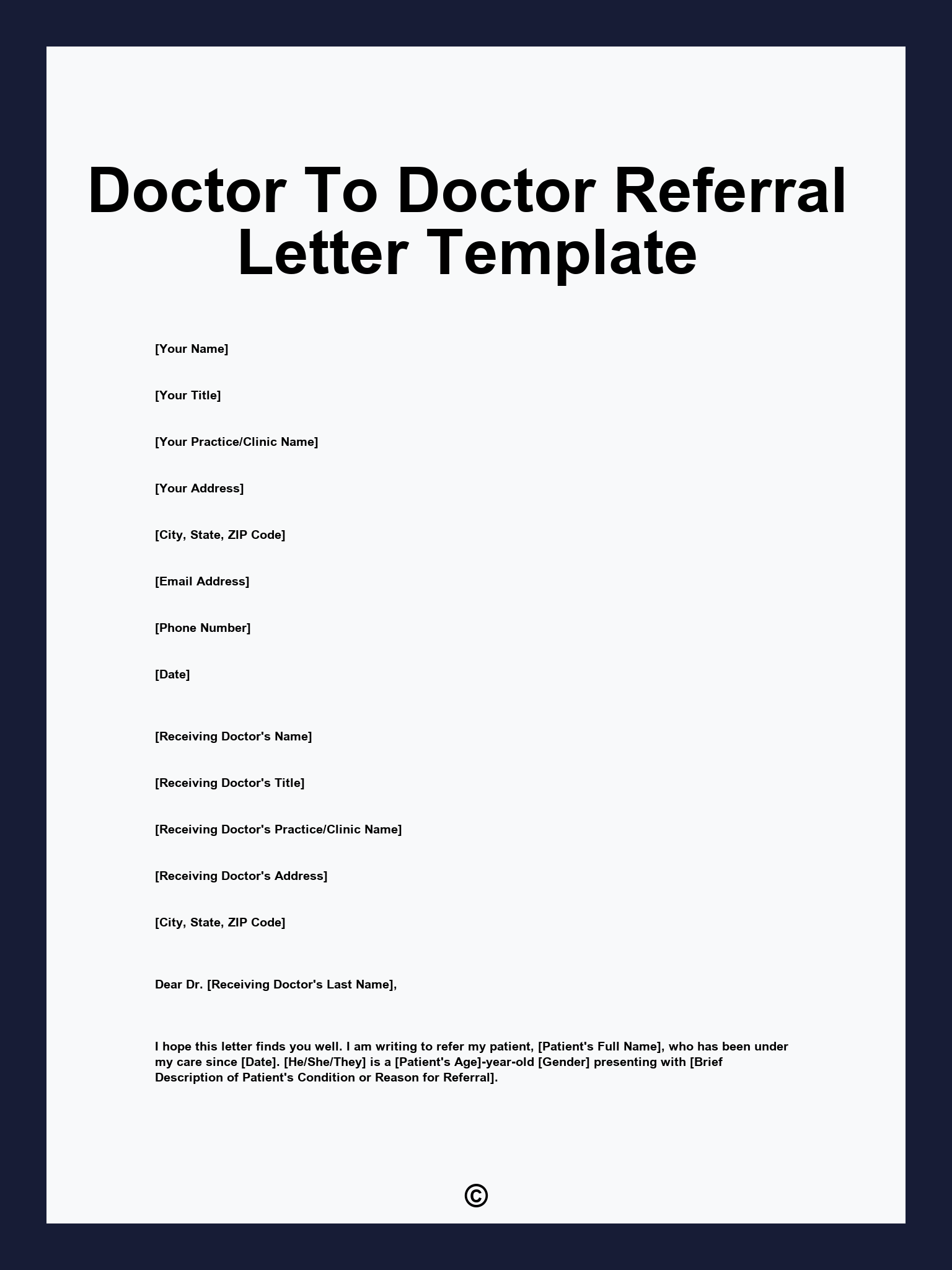 Doctor To Doctor Referral Letter Template