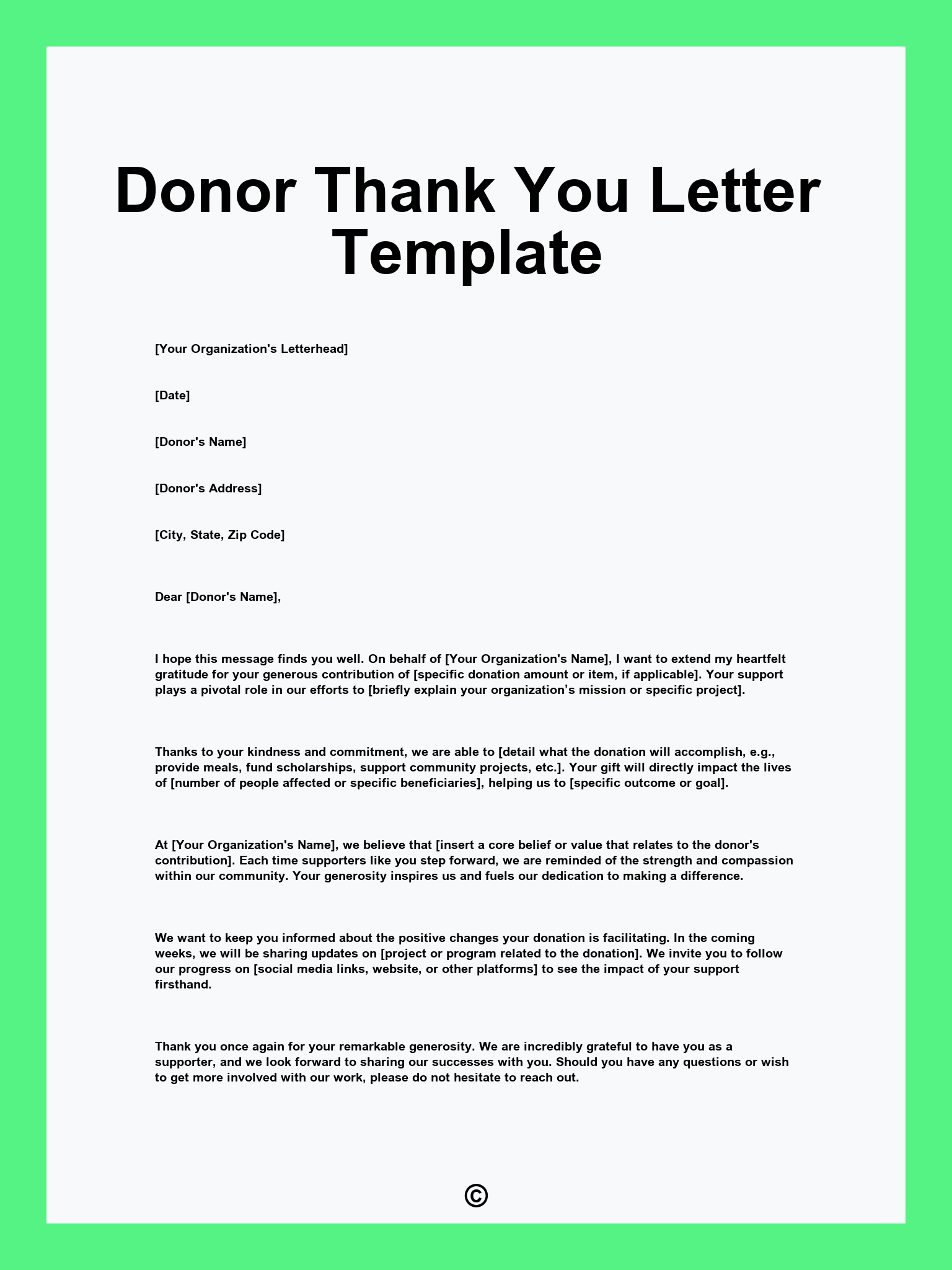 Donor Thank You Letter Template