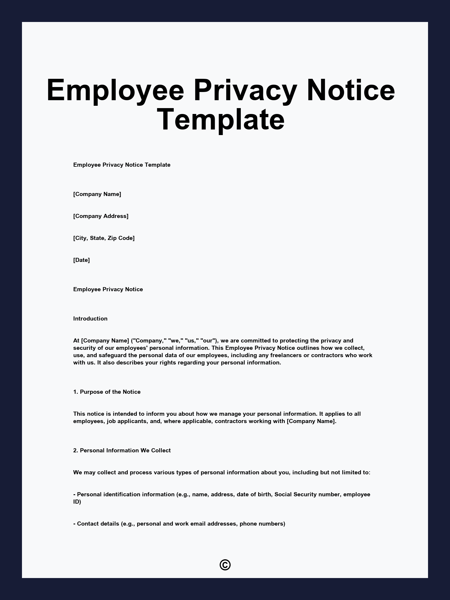 Employee Privacy Notice Template