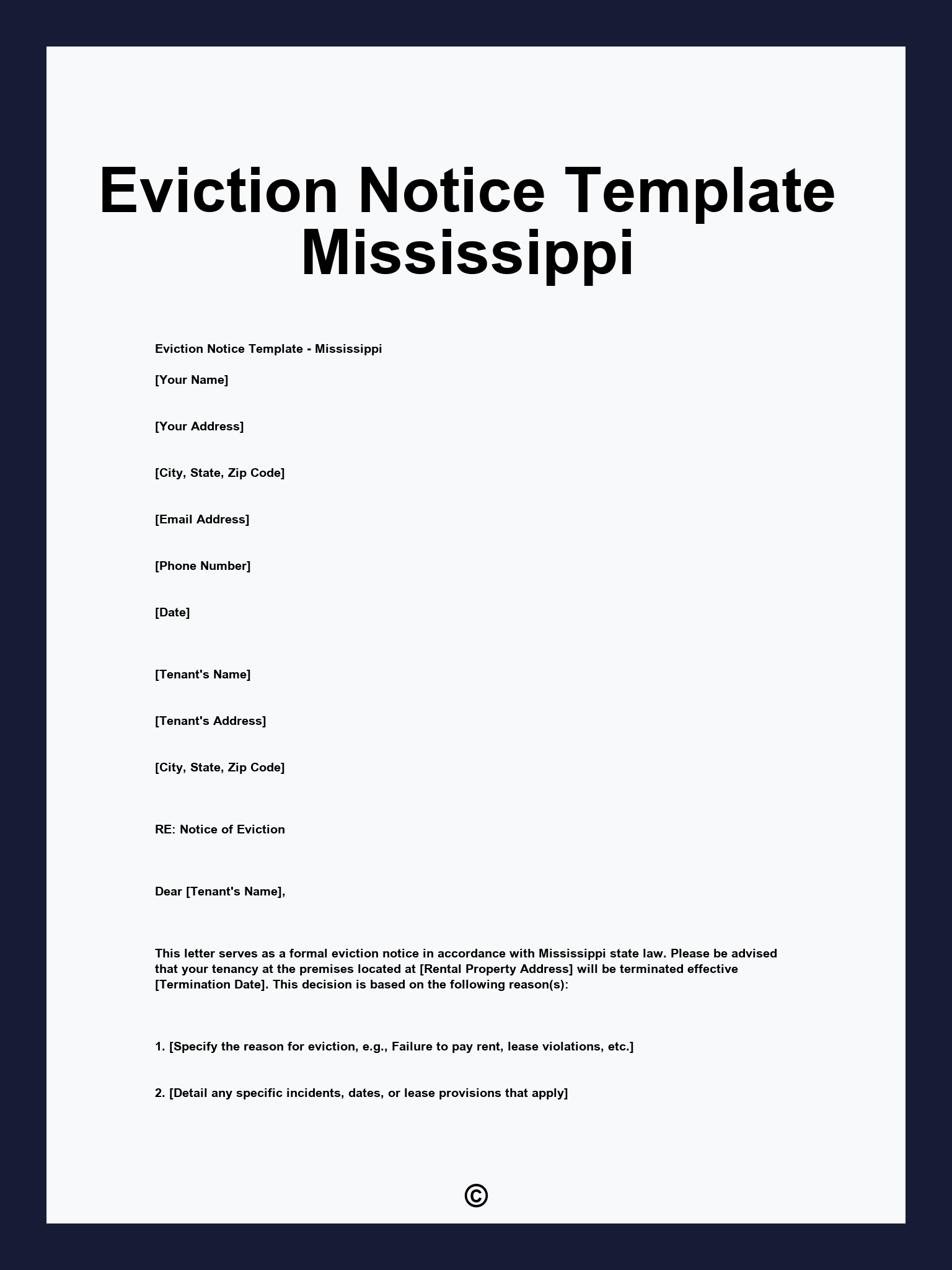 Eviction Notice Template Mississippi