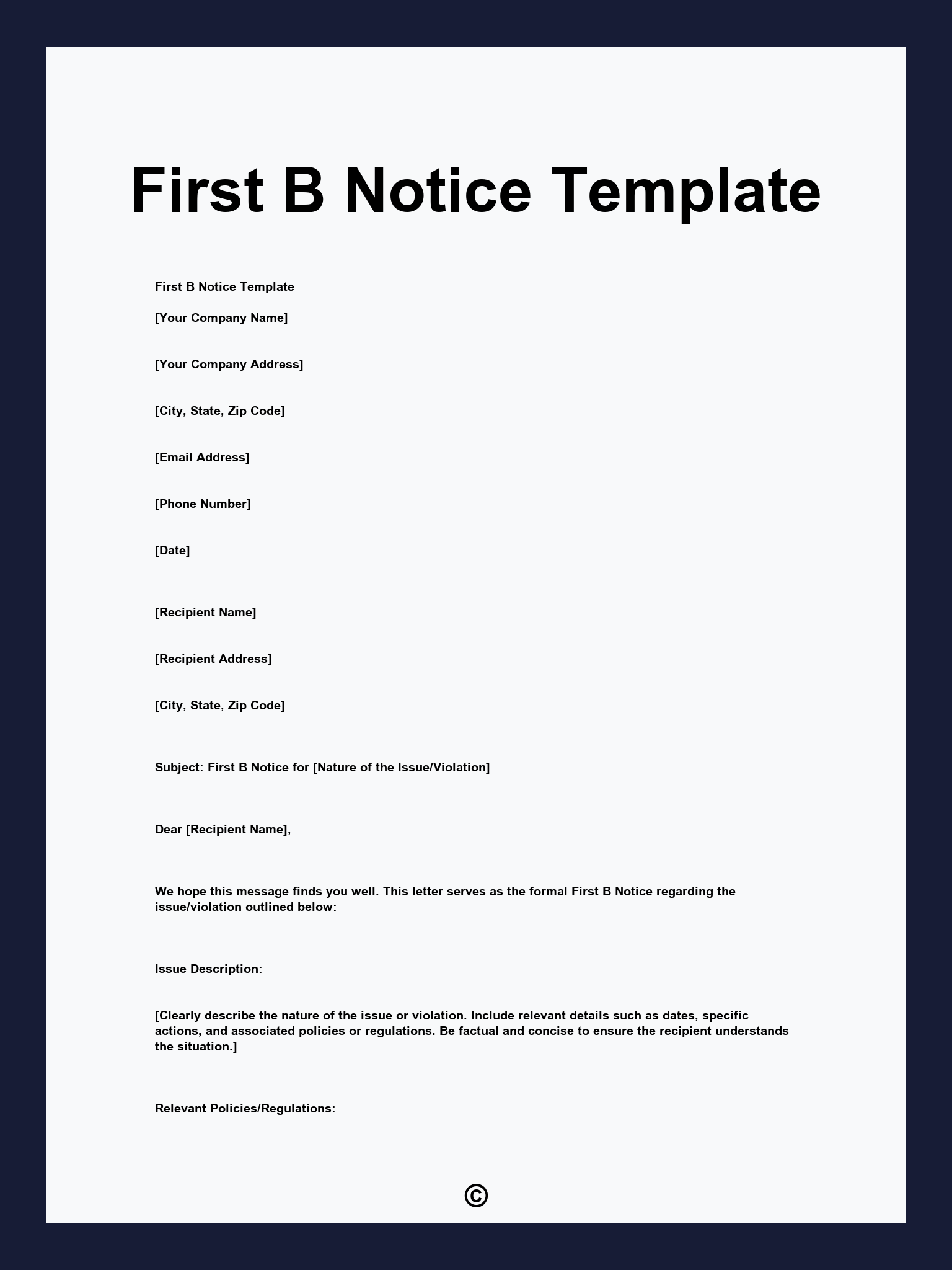 First B Notice Template