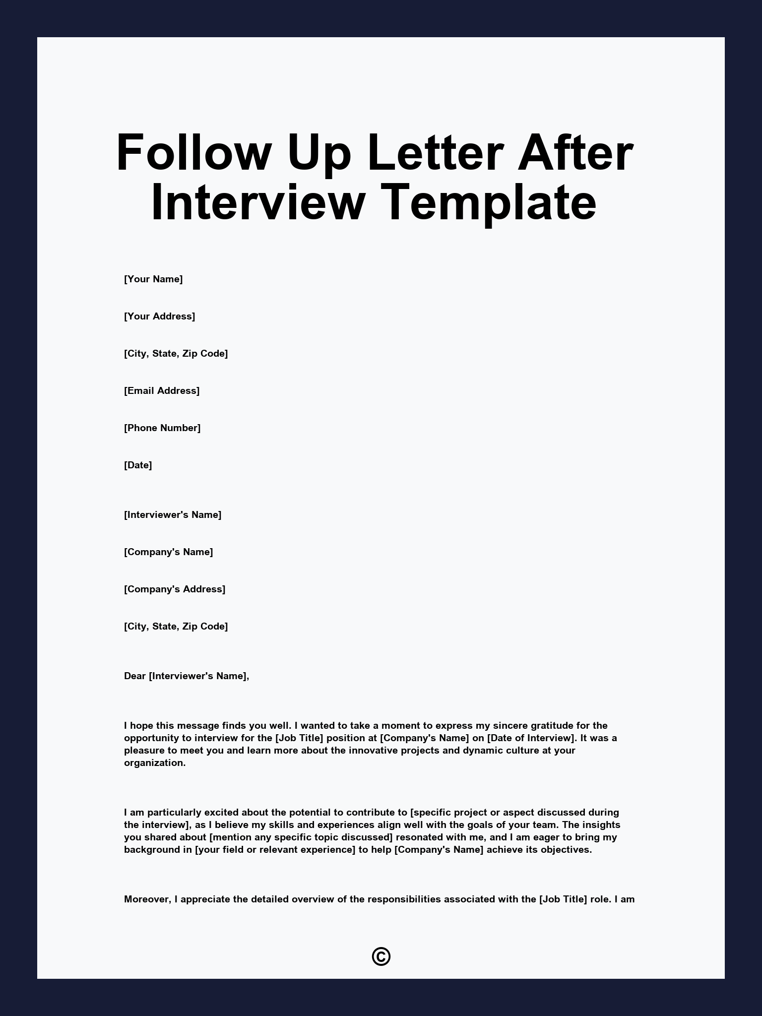 Follow Up Letter After Interview Template