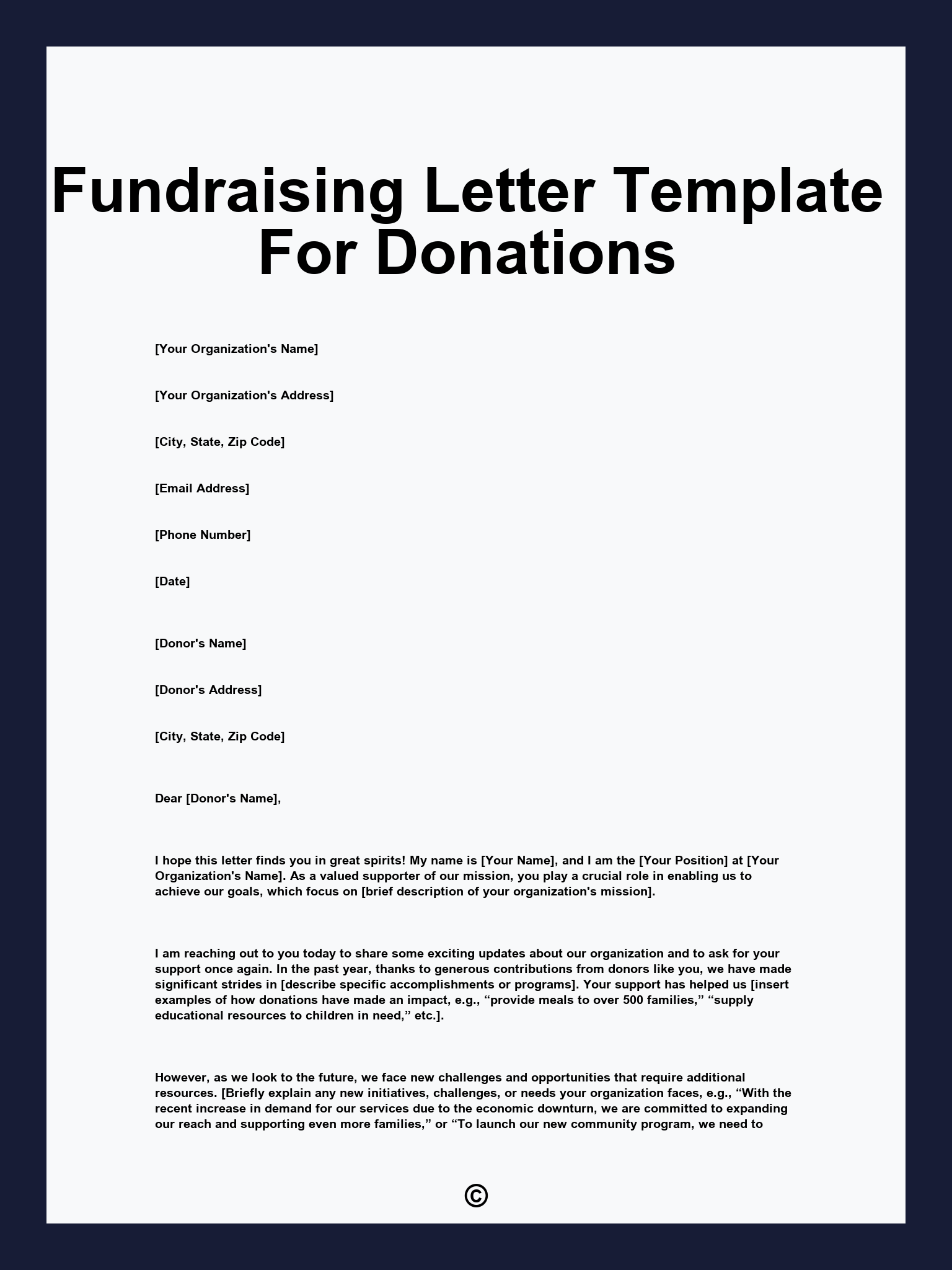 Fundraising Letter Template For Donations