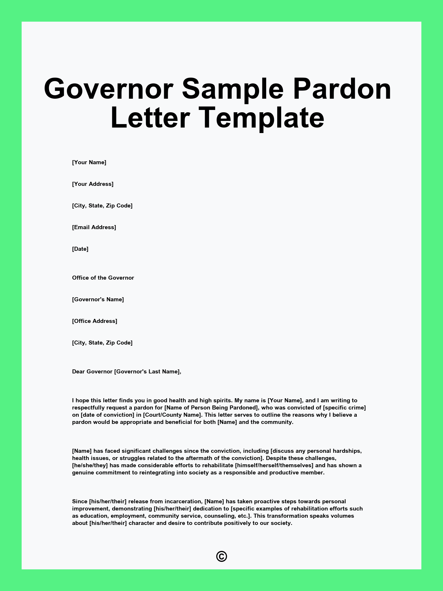 Governor Sample Pardon Letter Template