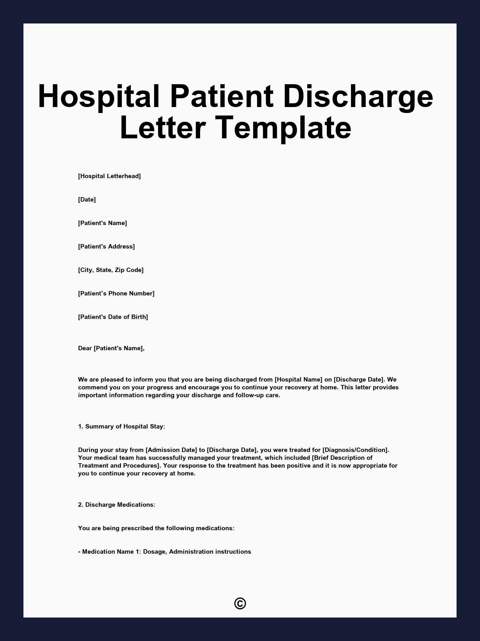 Hospital Patient Discharge Letter Template