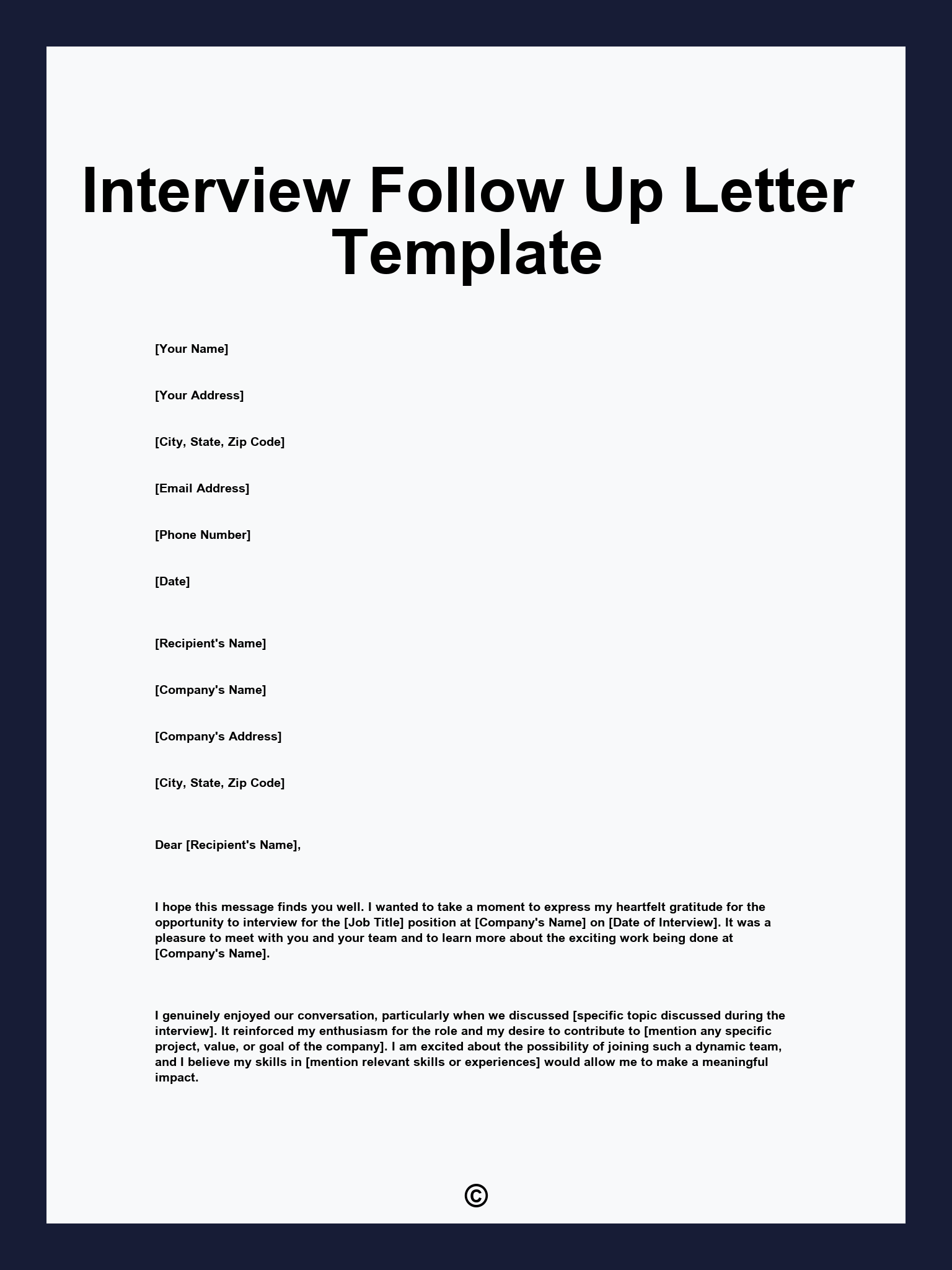 Interview Follow Up Letter Template