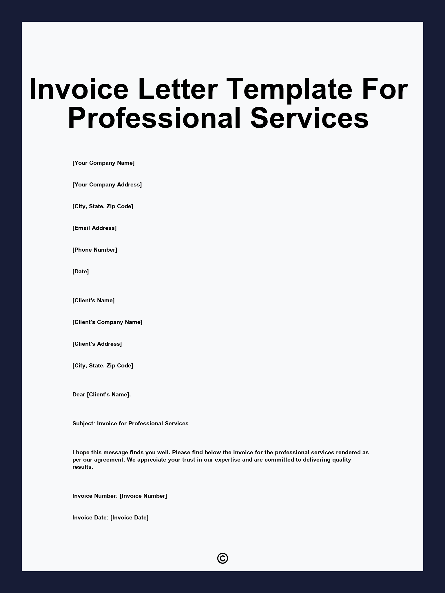 Invoice Letter Template For Professional Services