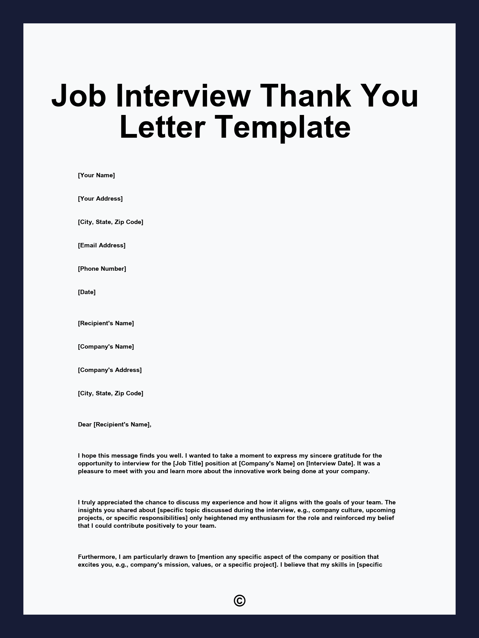 Job Interview Thank You Letter Template