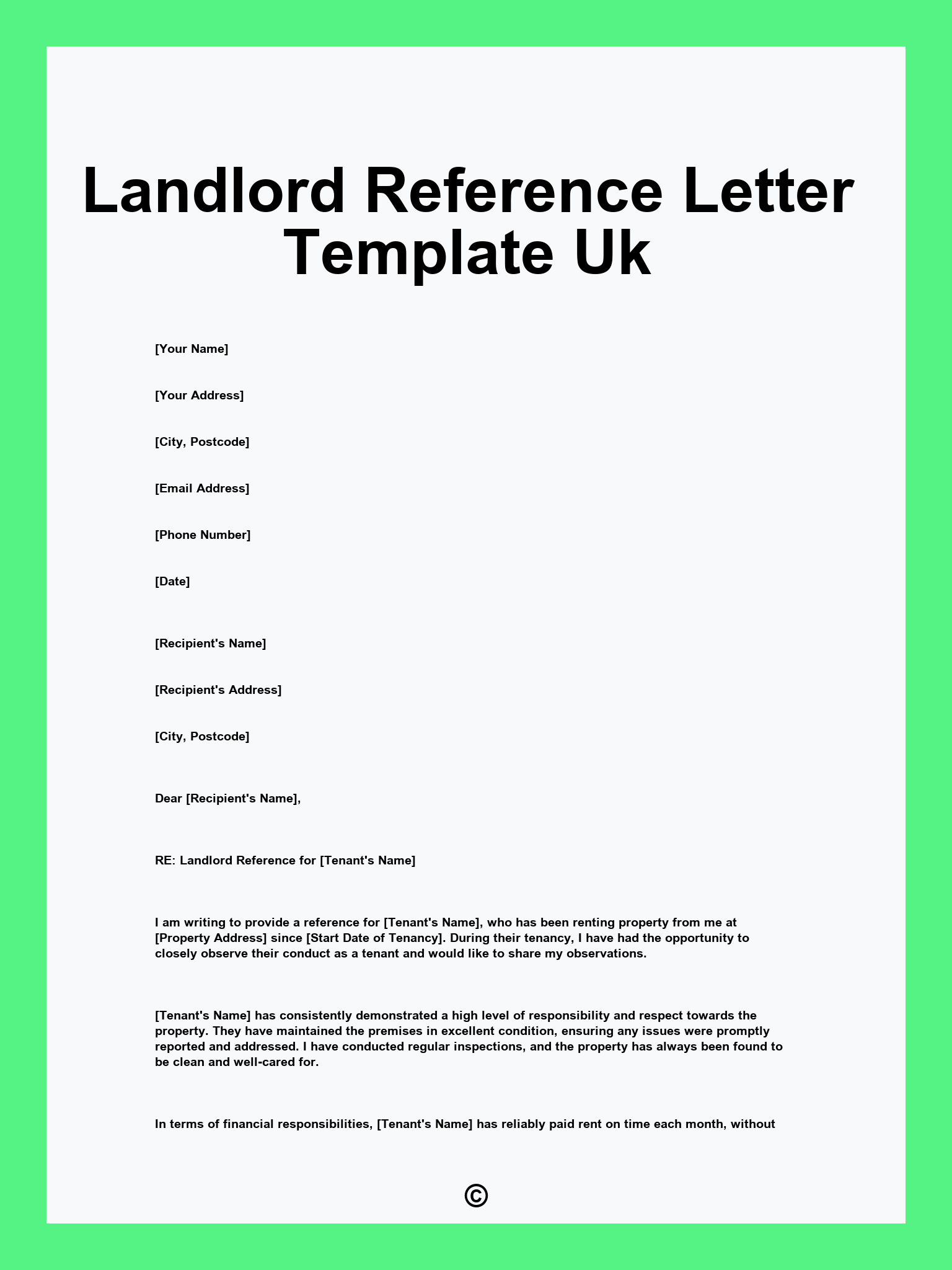 Landlord Reference Letter Template Uk