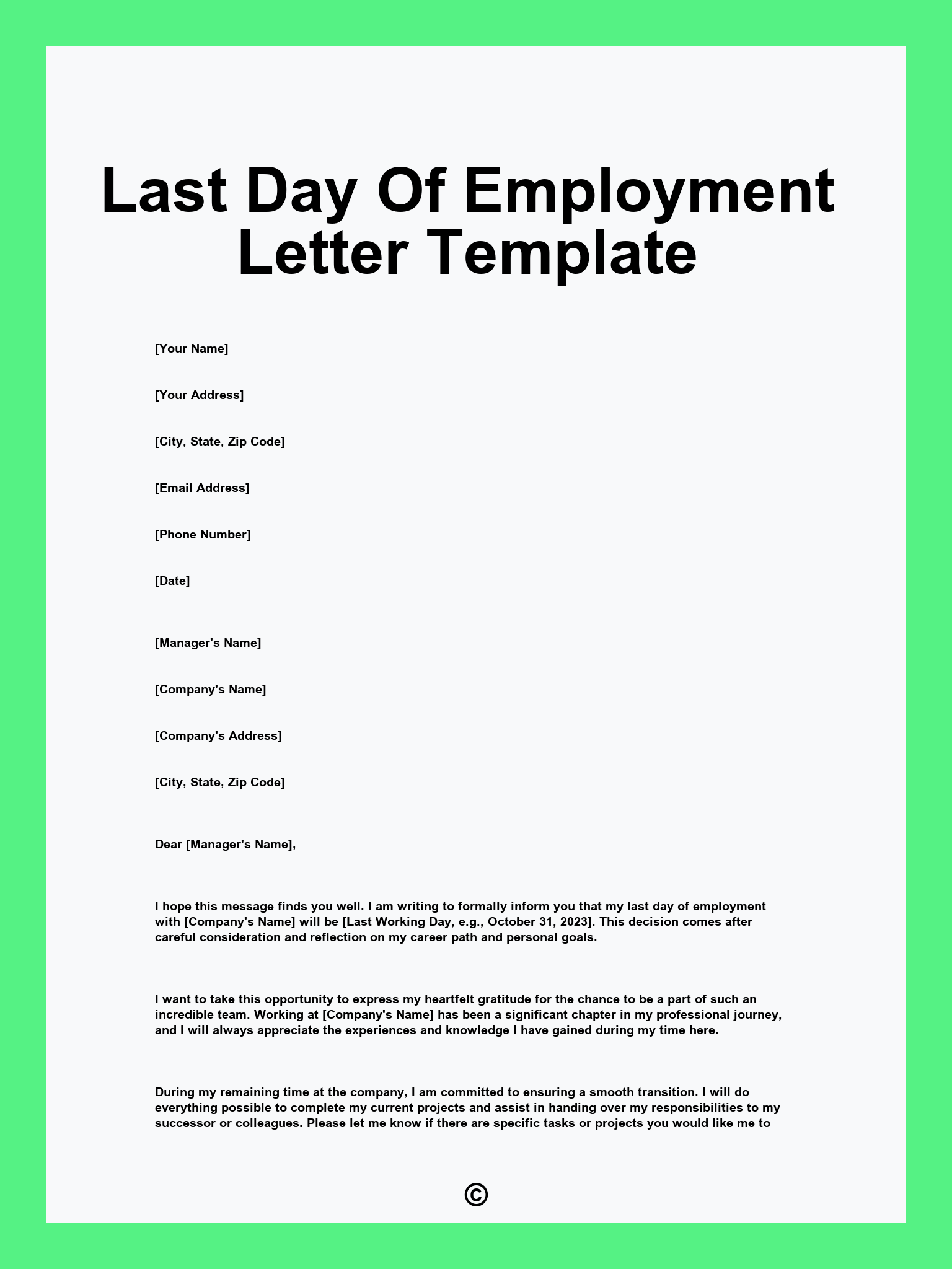 Last Day Of Employment Letter Template