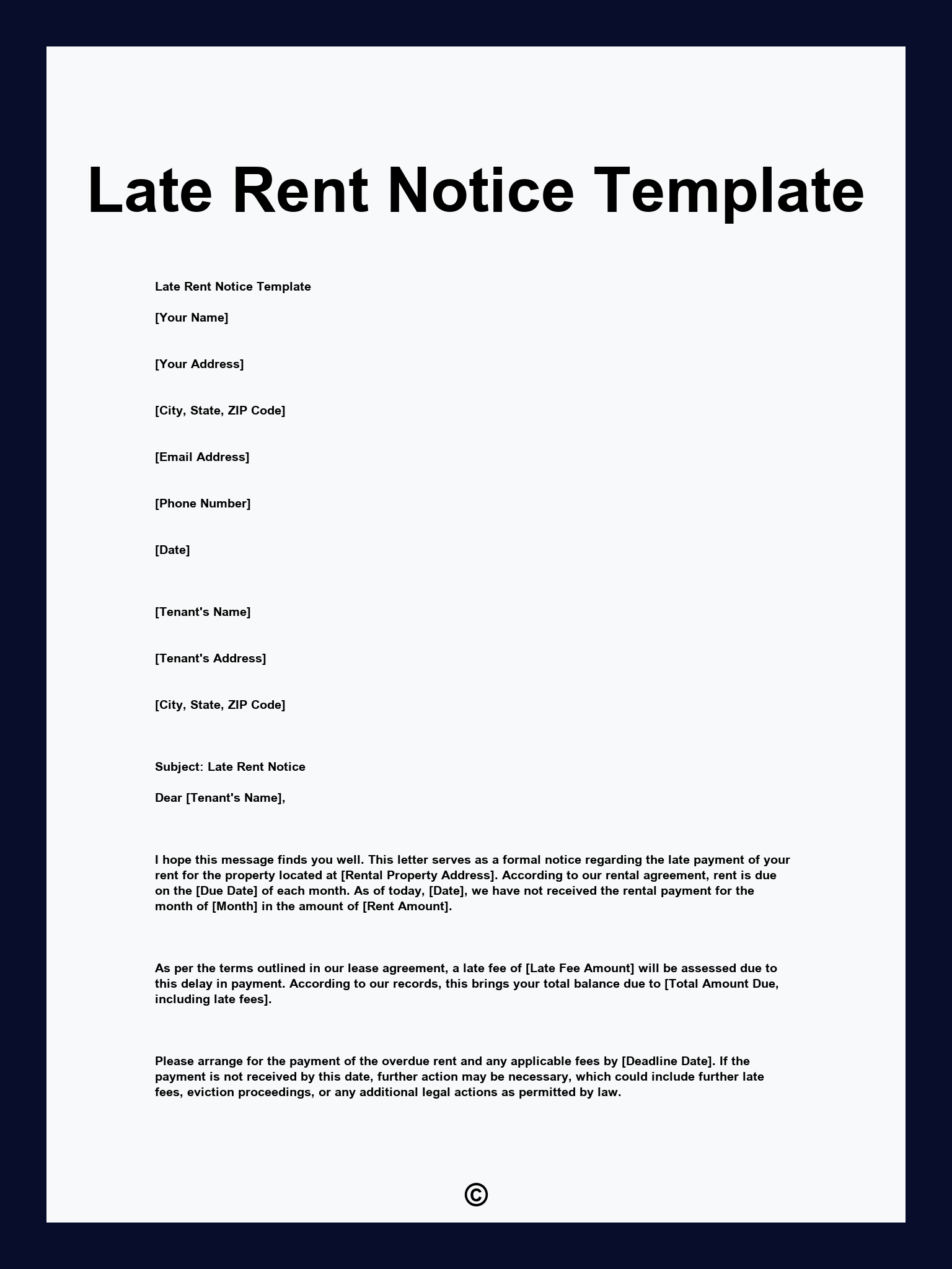 Late Rent Notice Template
