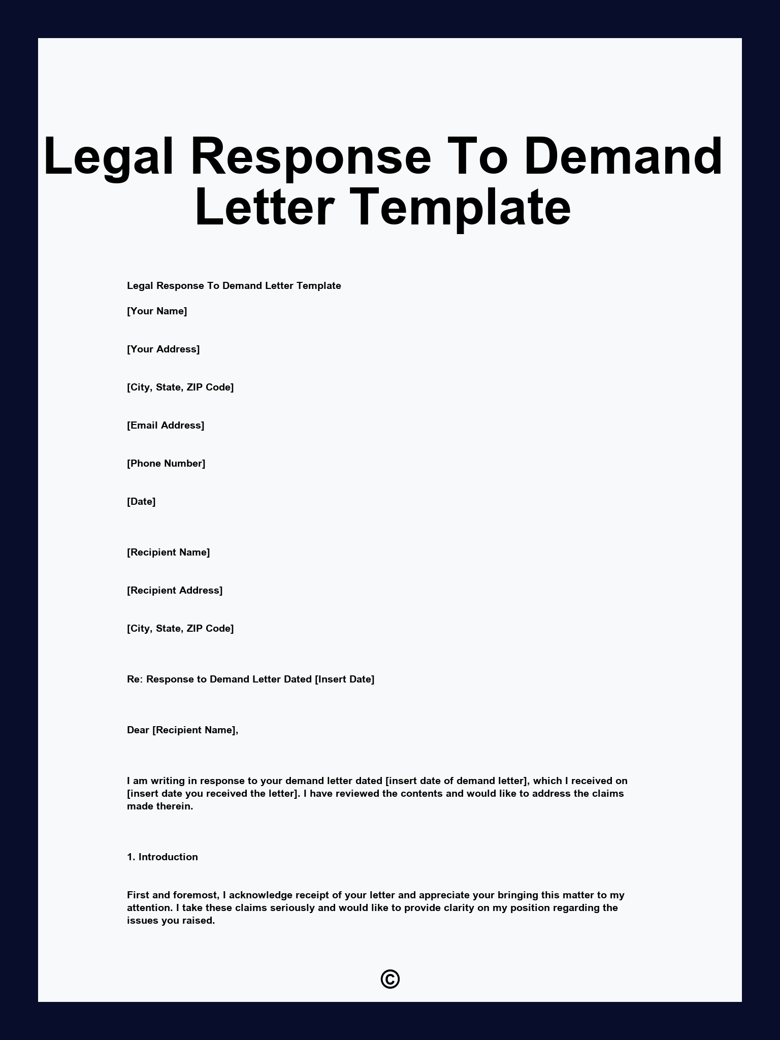 Legal Response To Demand Letter Template