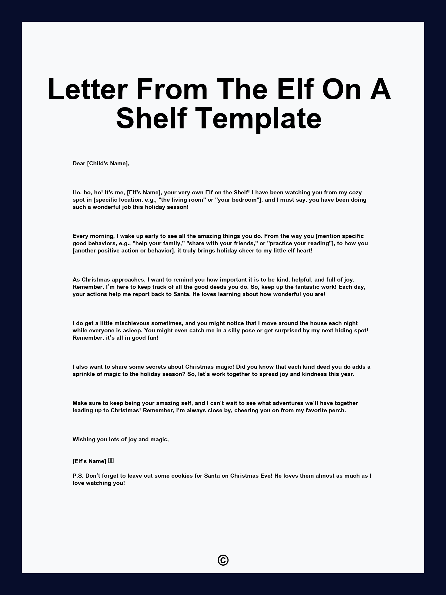 Letter From The Elf On A Shelf Template