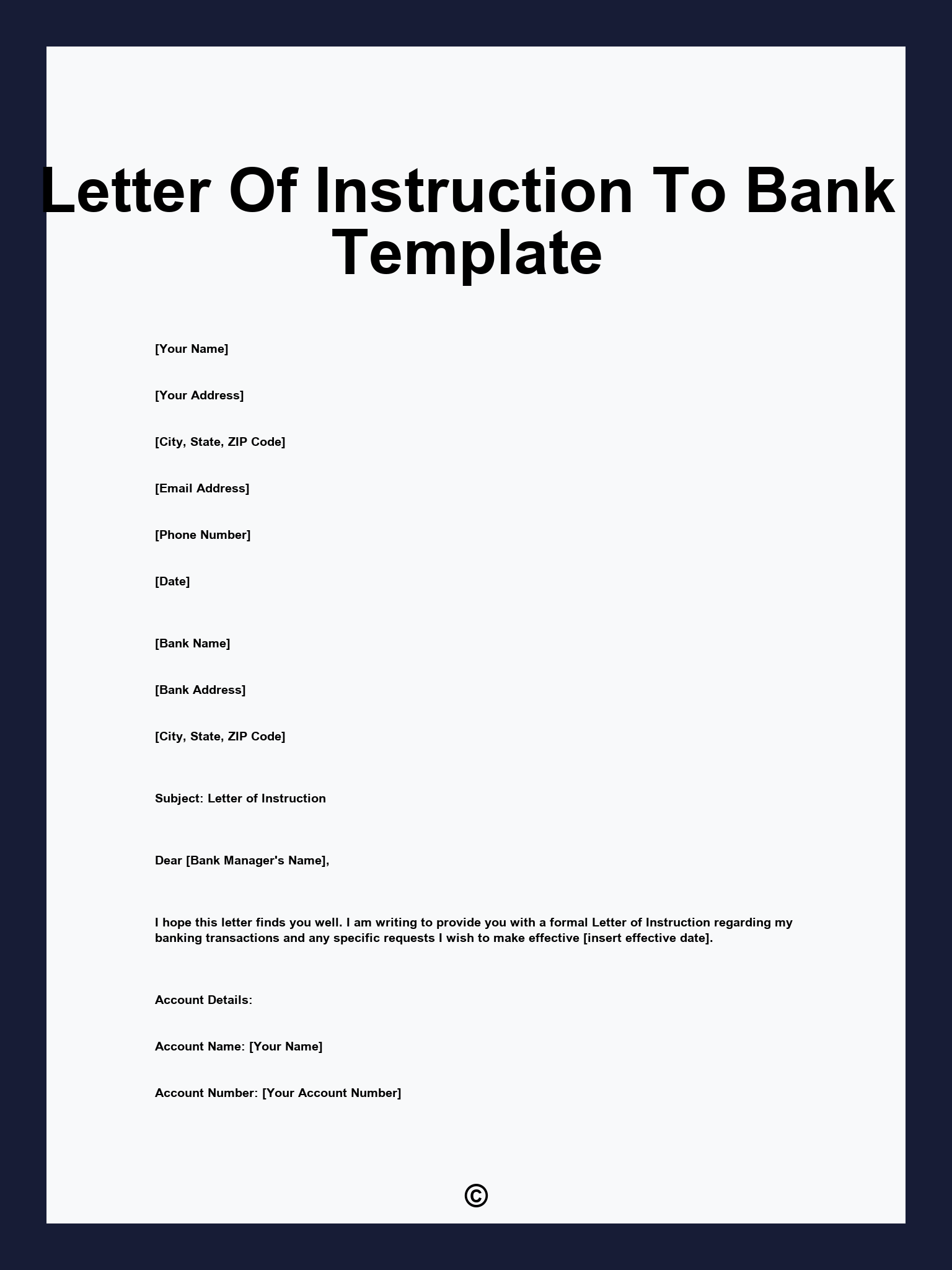 Letter Of Instruction To Bank Template