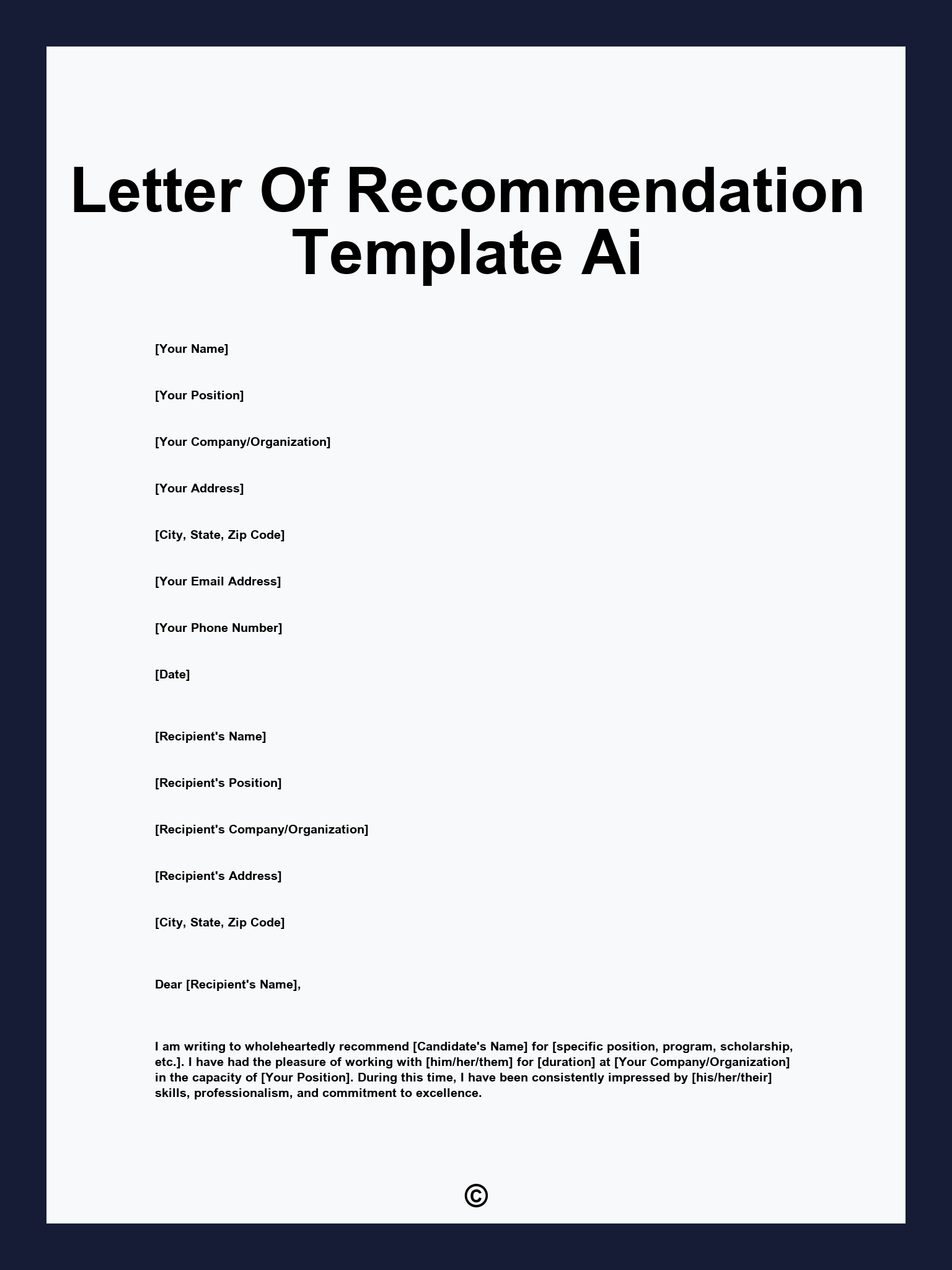 Letter Of Recommendation Template Ai