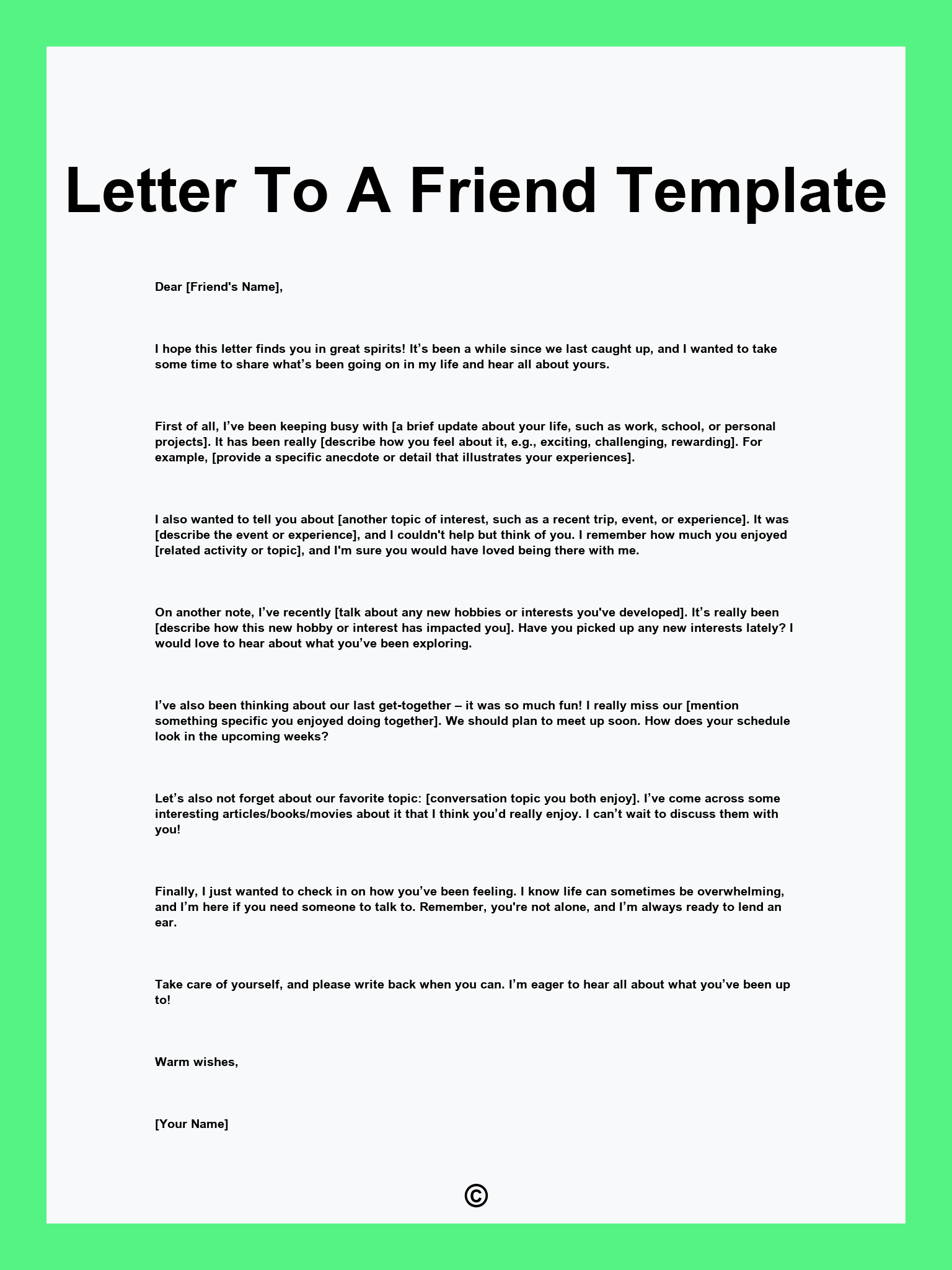 Letter To A Friend Template