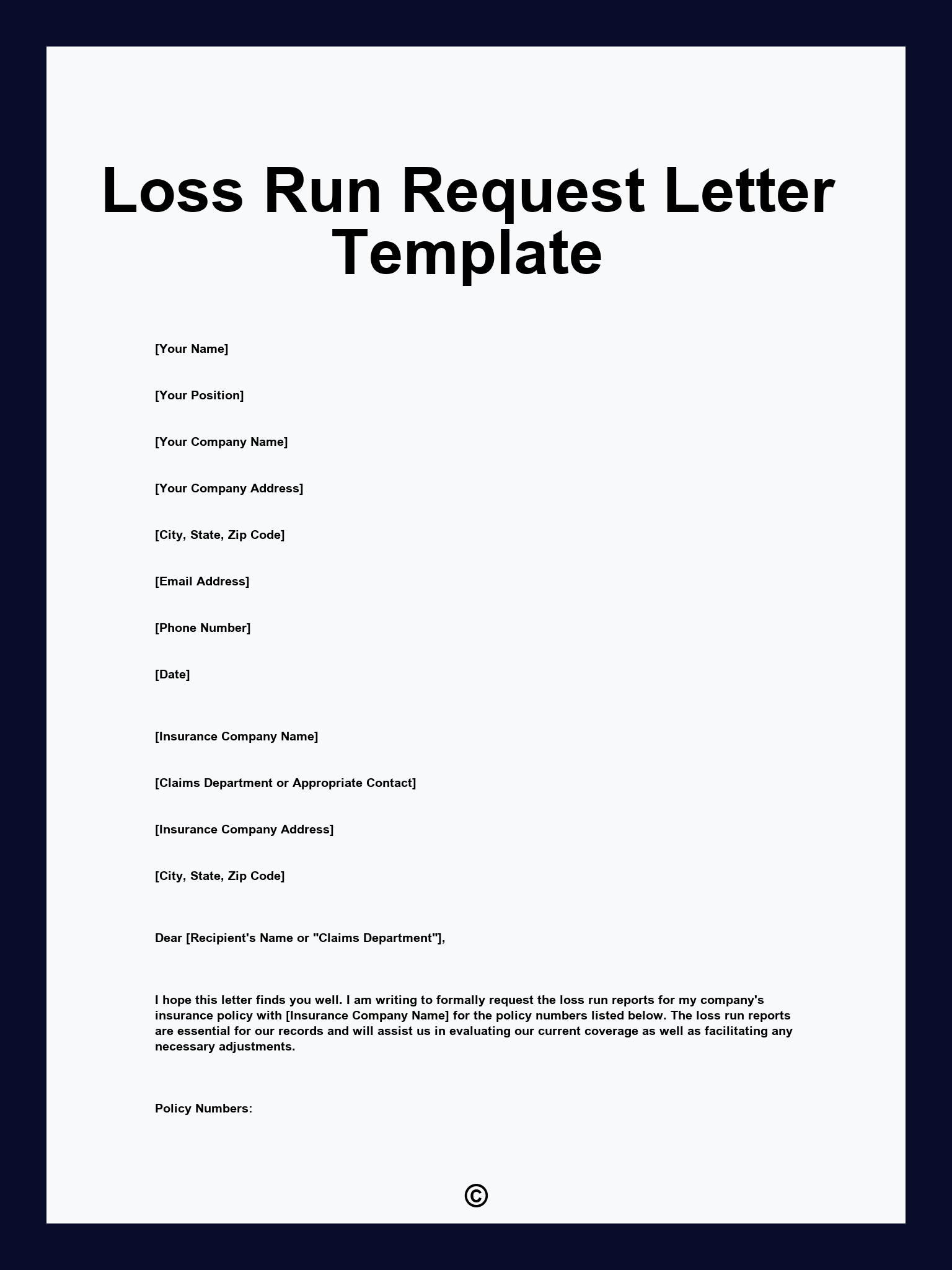 Loss Run Request Letter Template