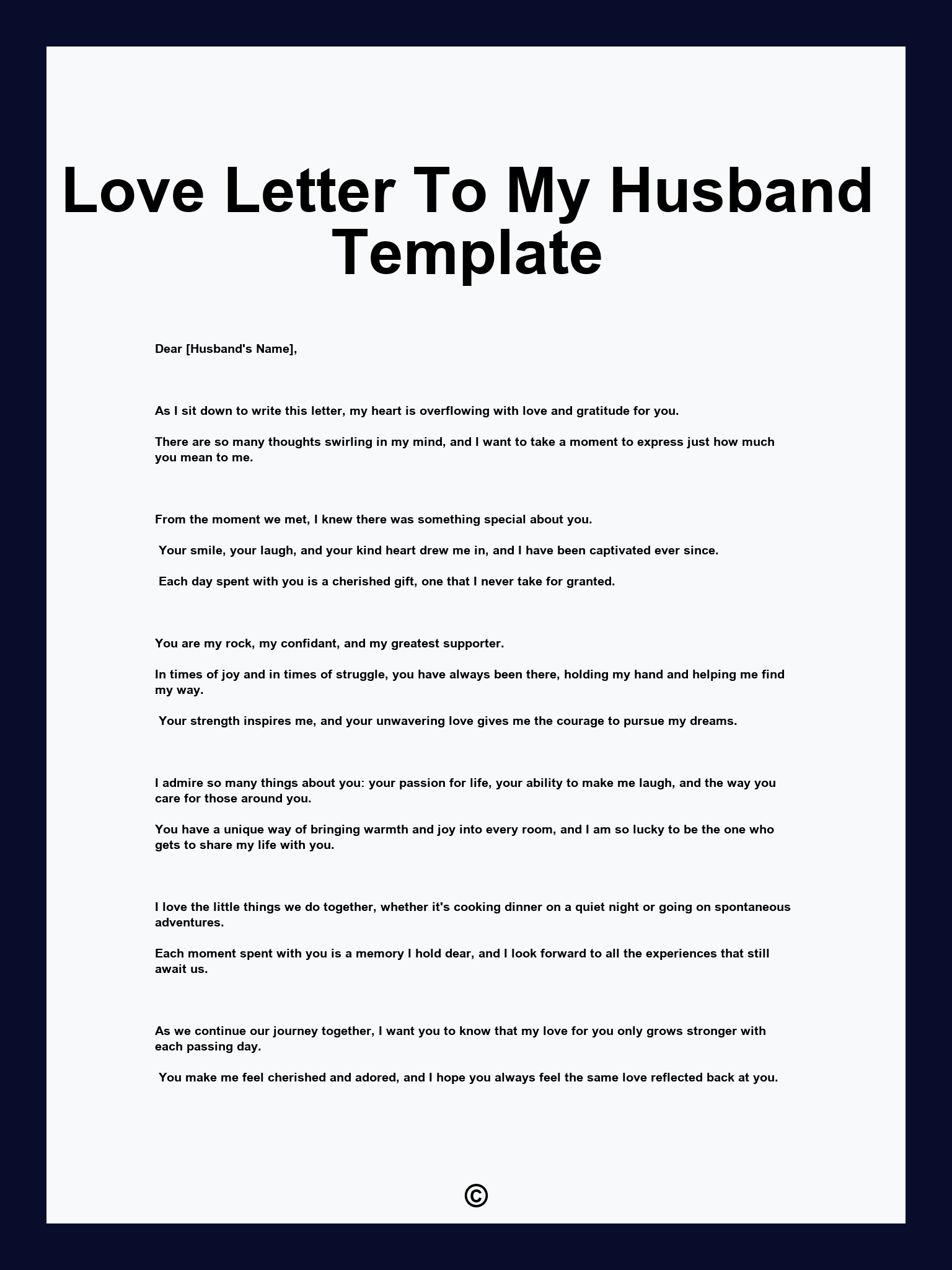 Love Letter To My Husband Template