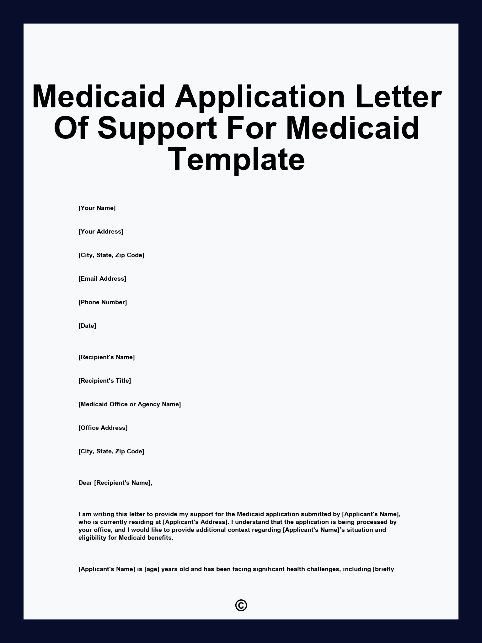 Medicaid Application Letter Of Support For Medicaid Template