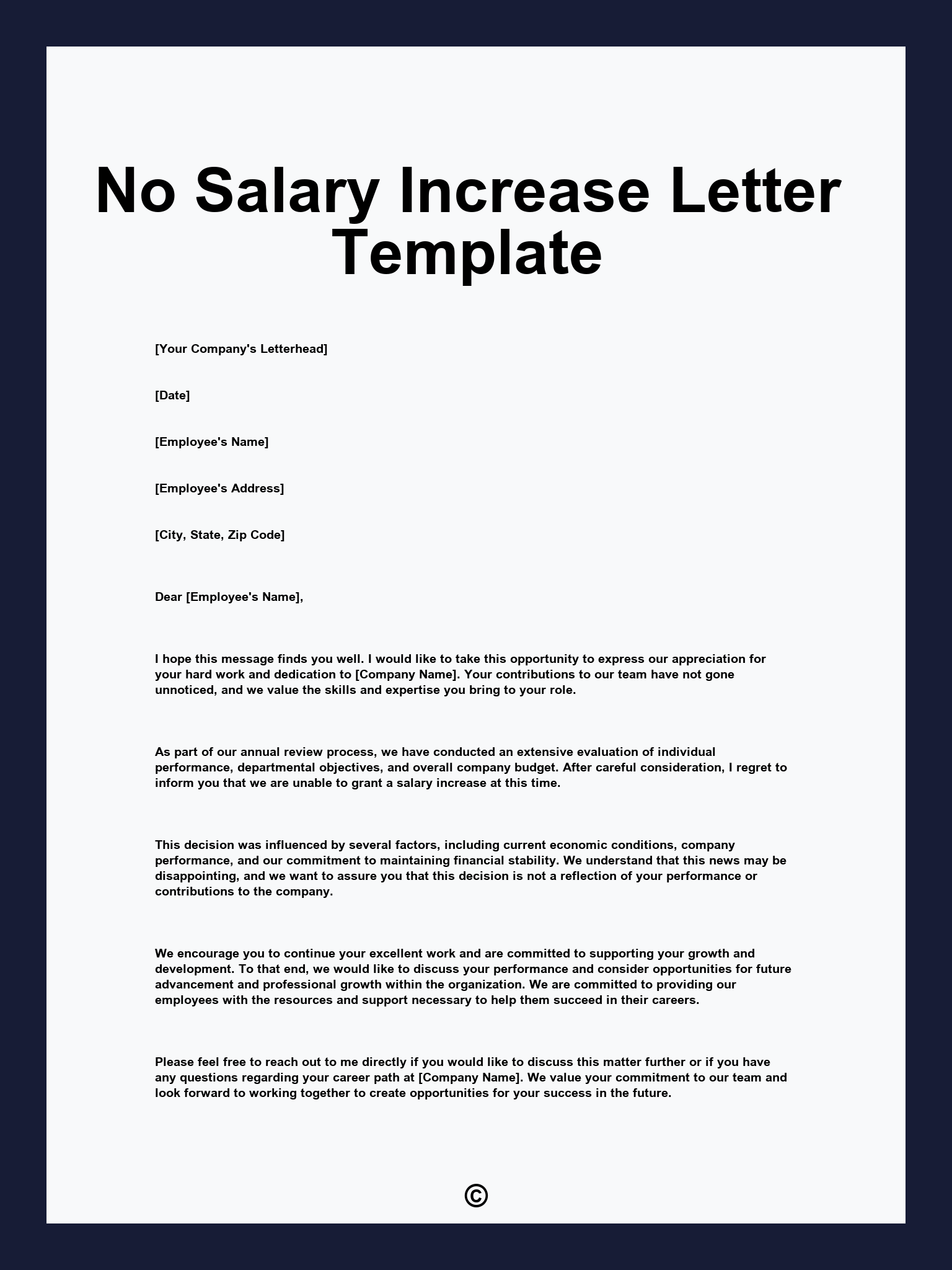 No Salary Increase Letter Template