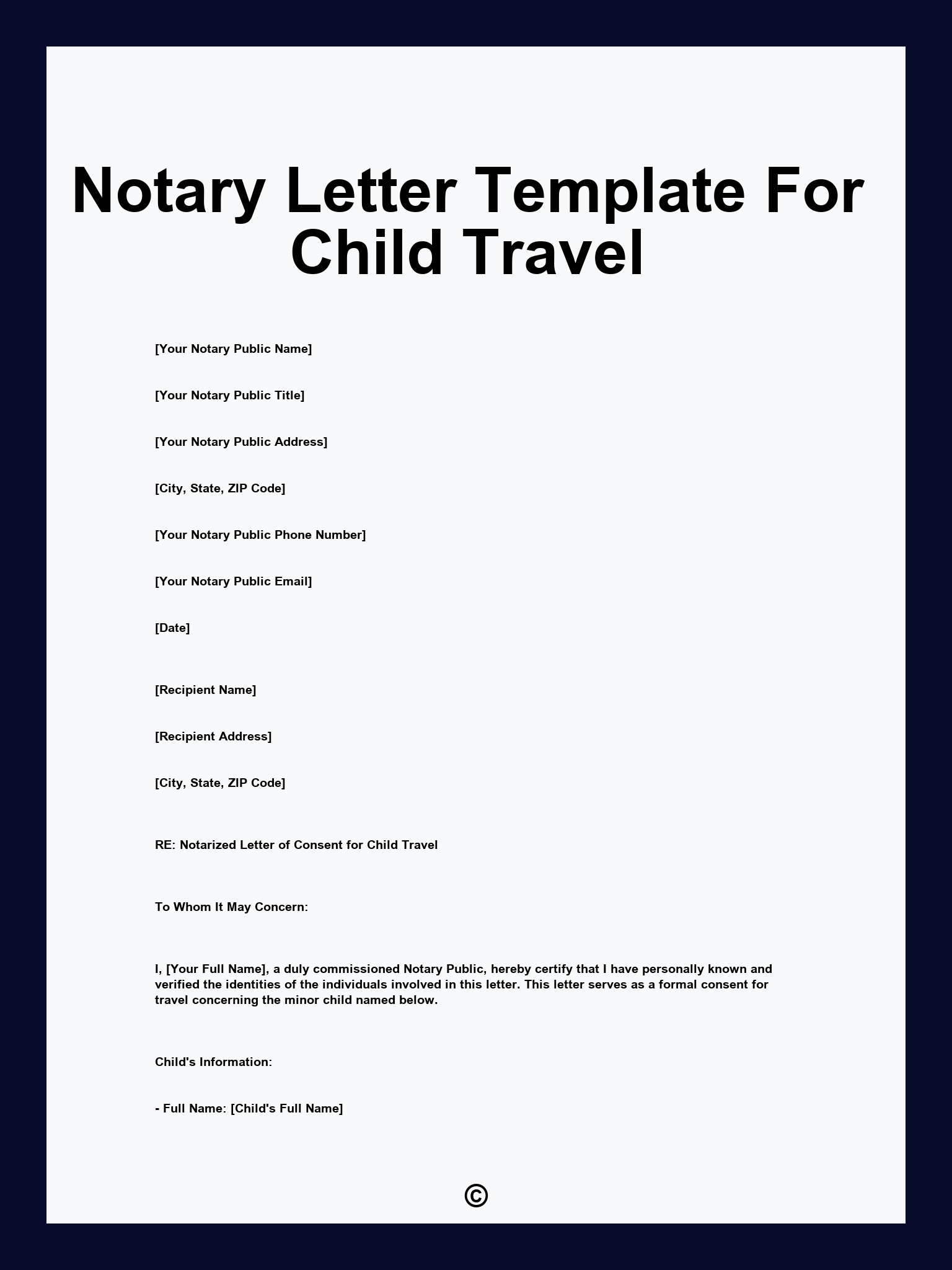 Notary Letter Template For Child Travel