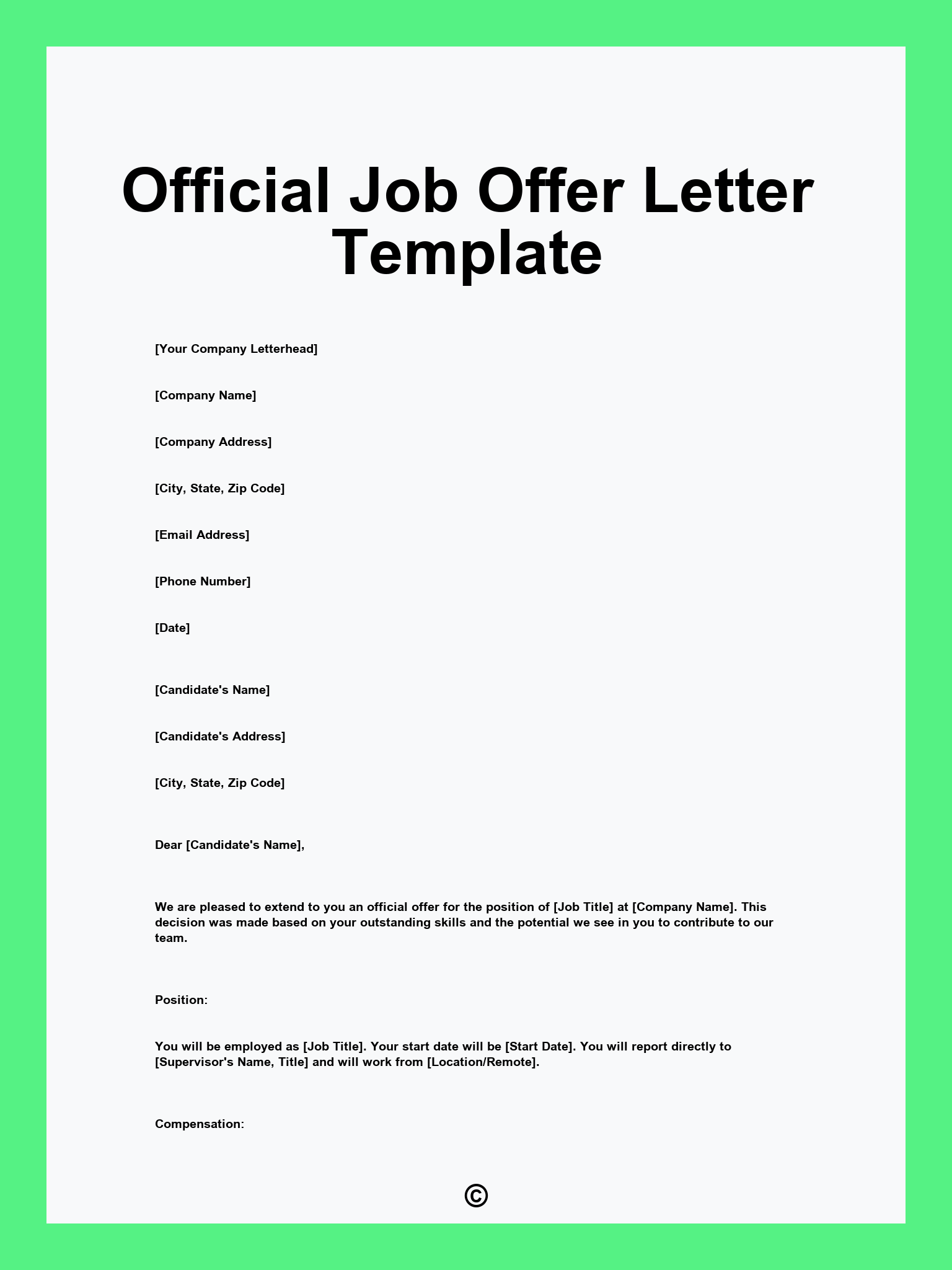 Official Job Offer Letter Template