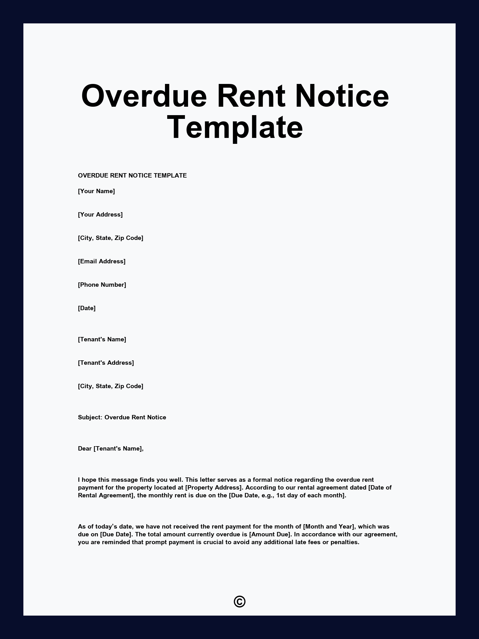 Overdue Rent Notice Template