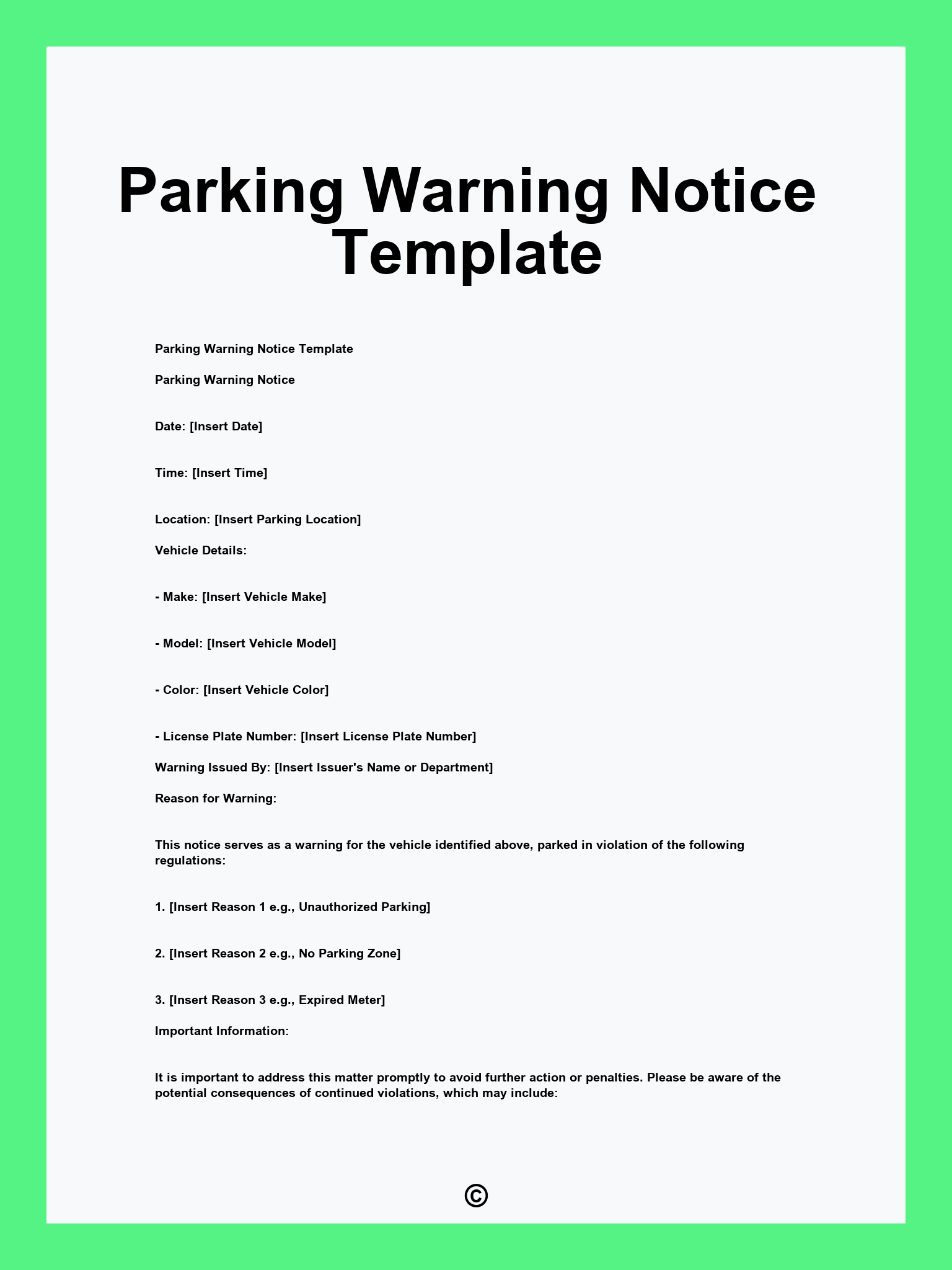 Parking Warning Notice Template