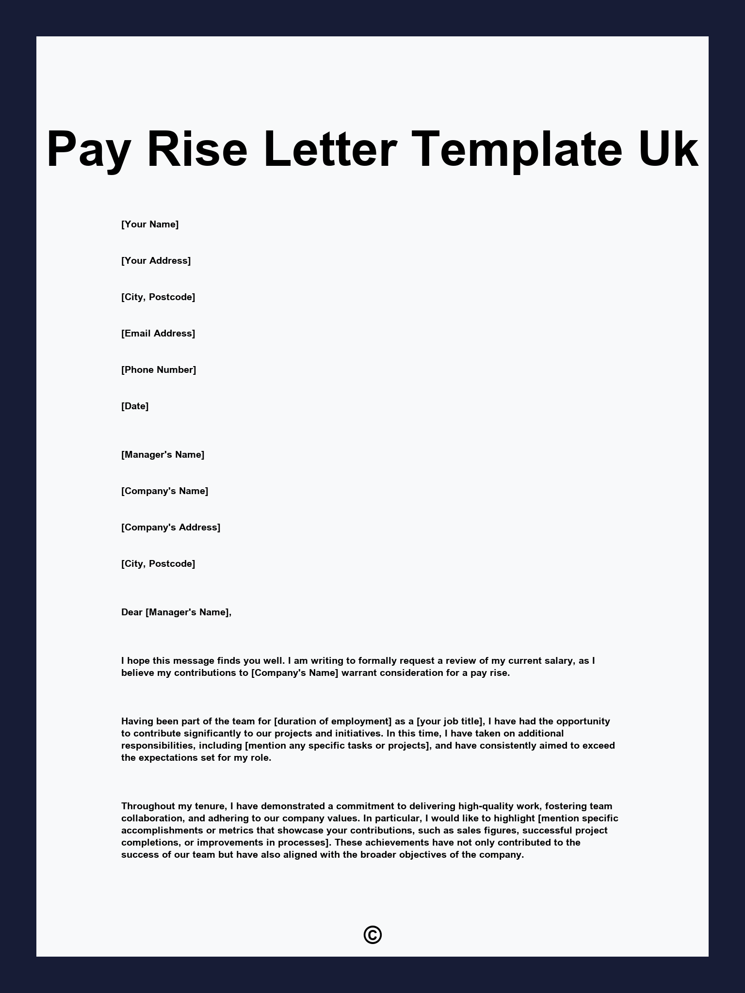 Pay Rise Letter Template Uk