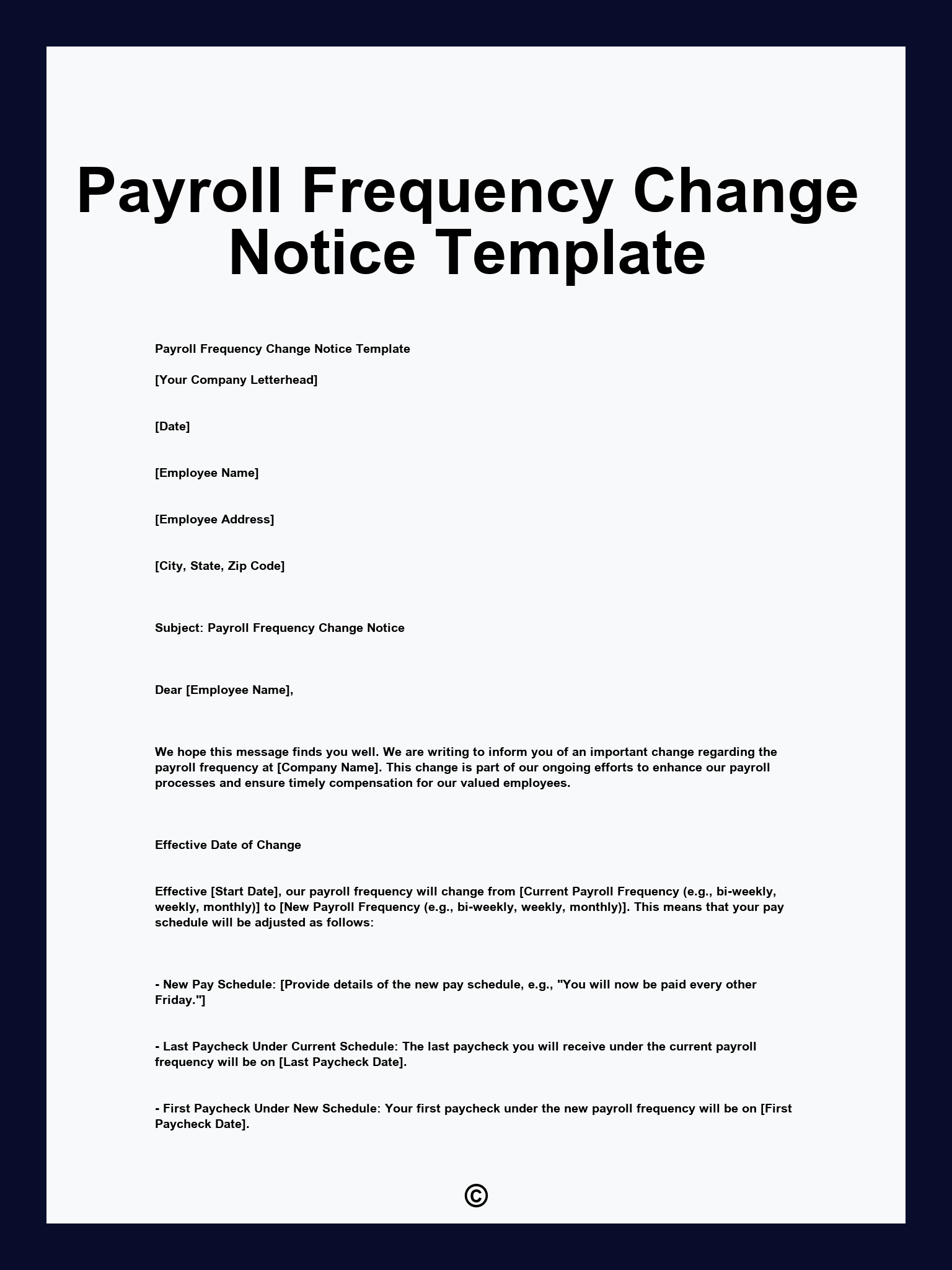 Payroll Frequency Change Notice Template