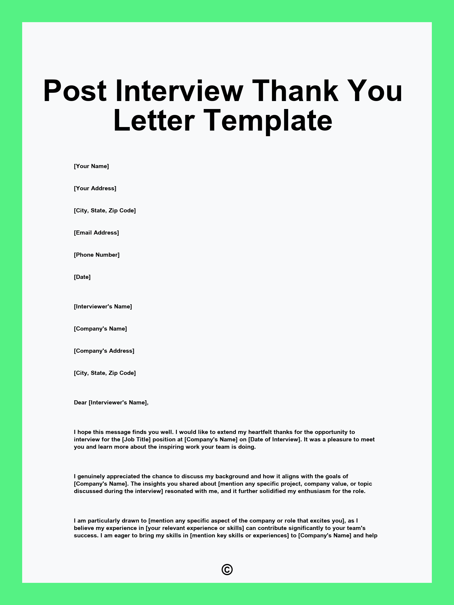 Post Interview Thank You Letter Template