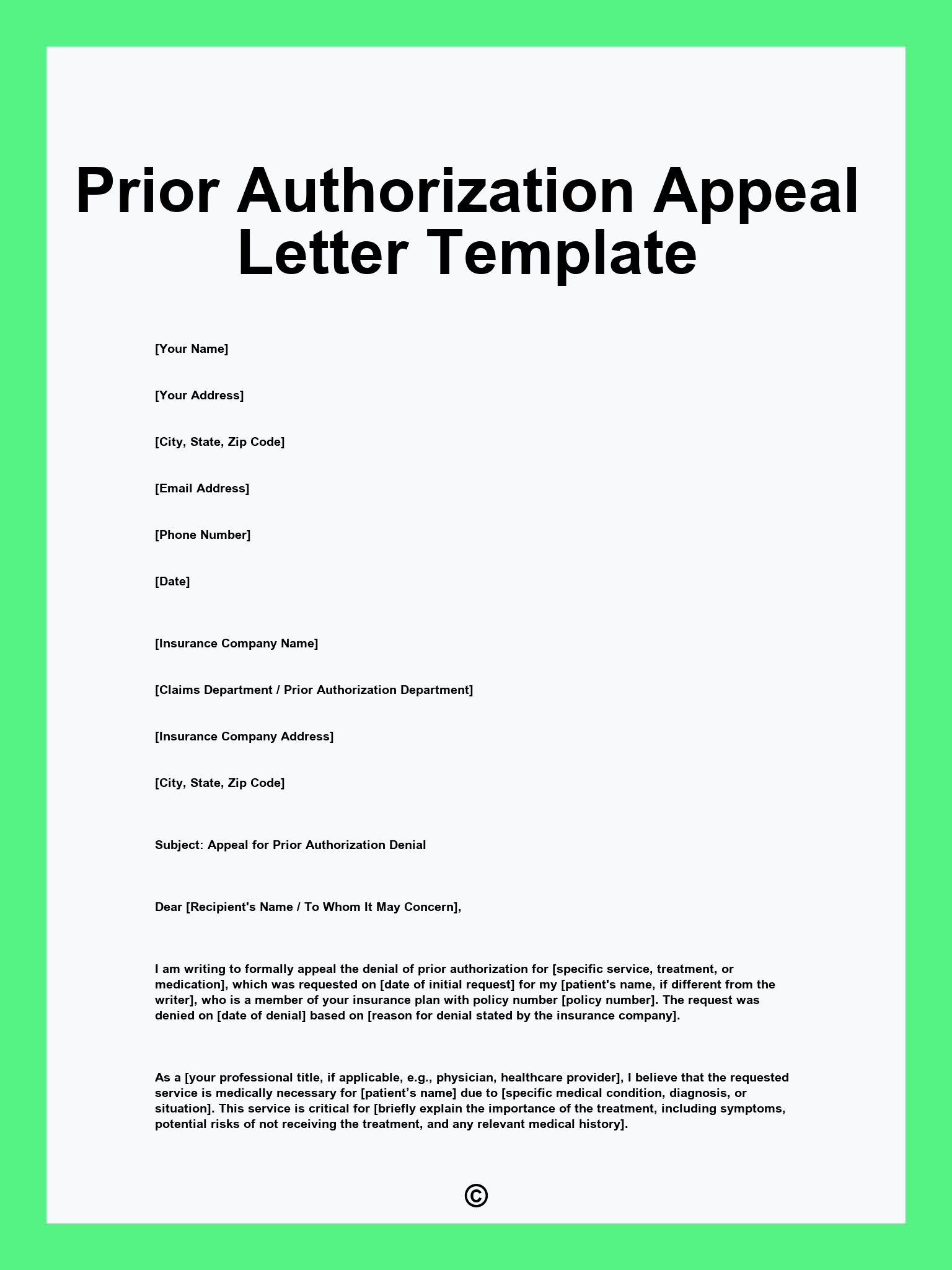 Prior Authorization Appeal Letter Template