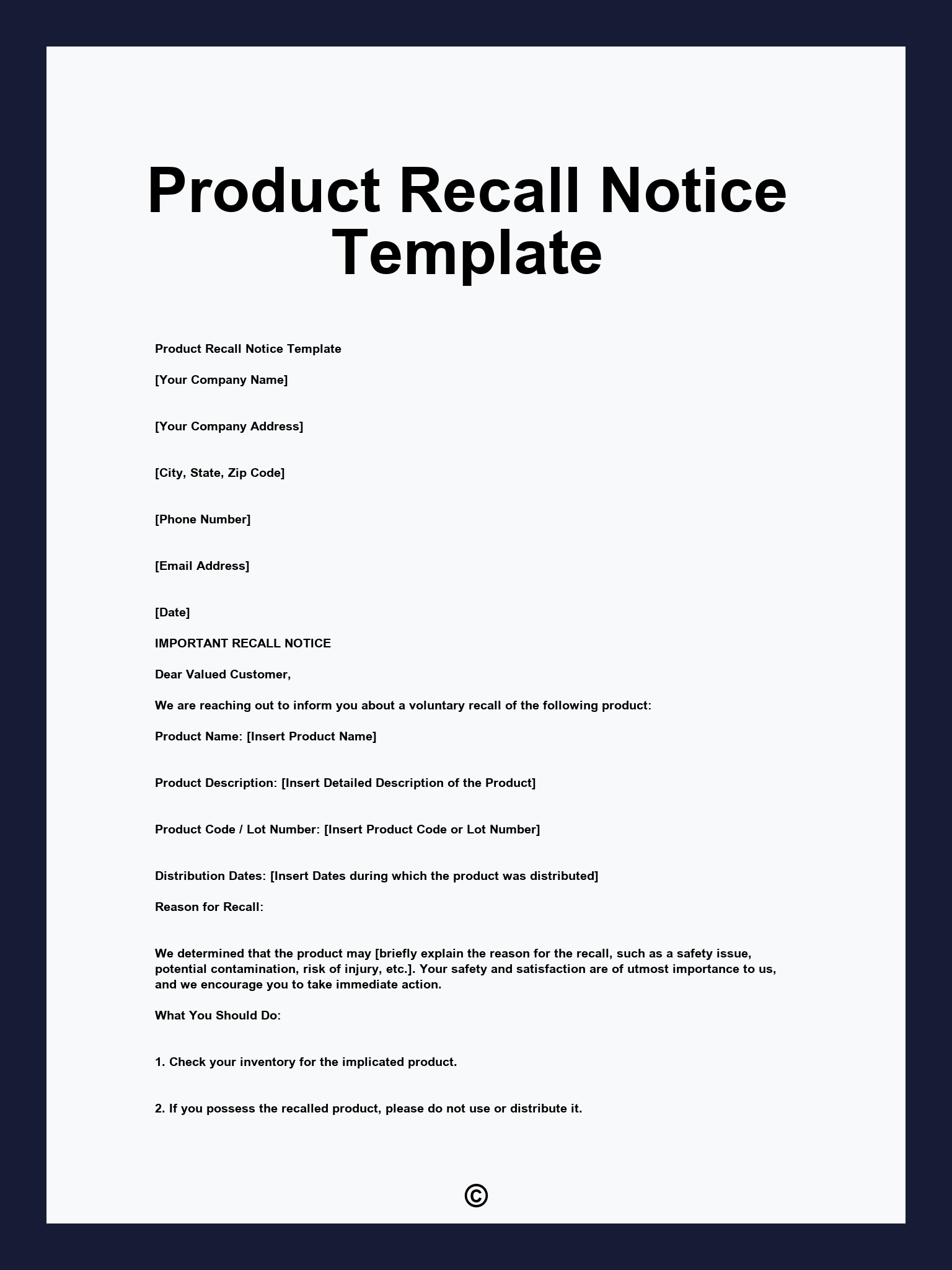 Product Recall Notice Template