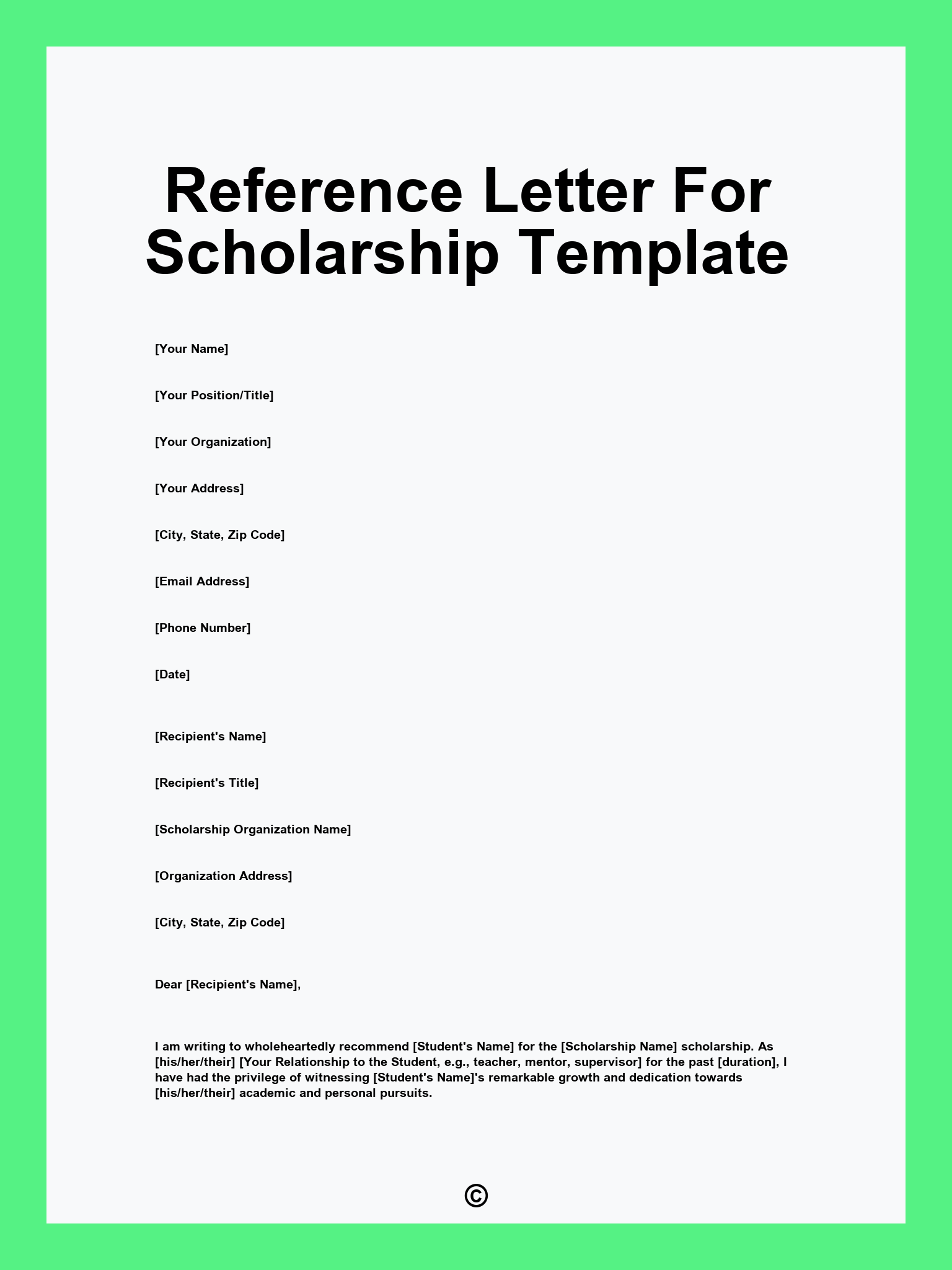 Reference Letter For Scholarship Template