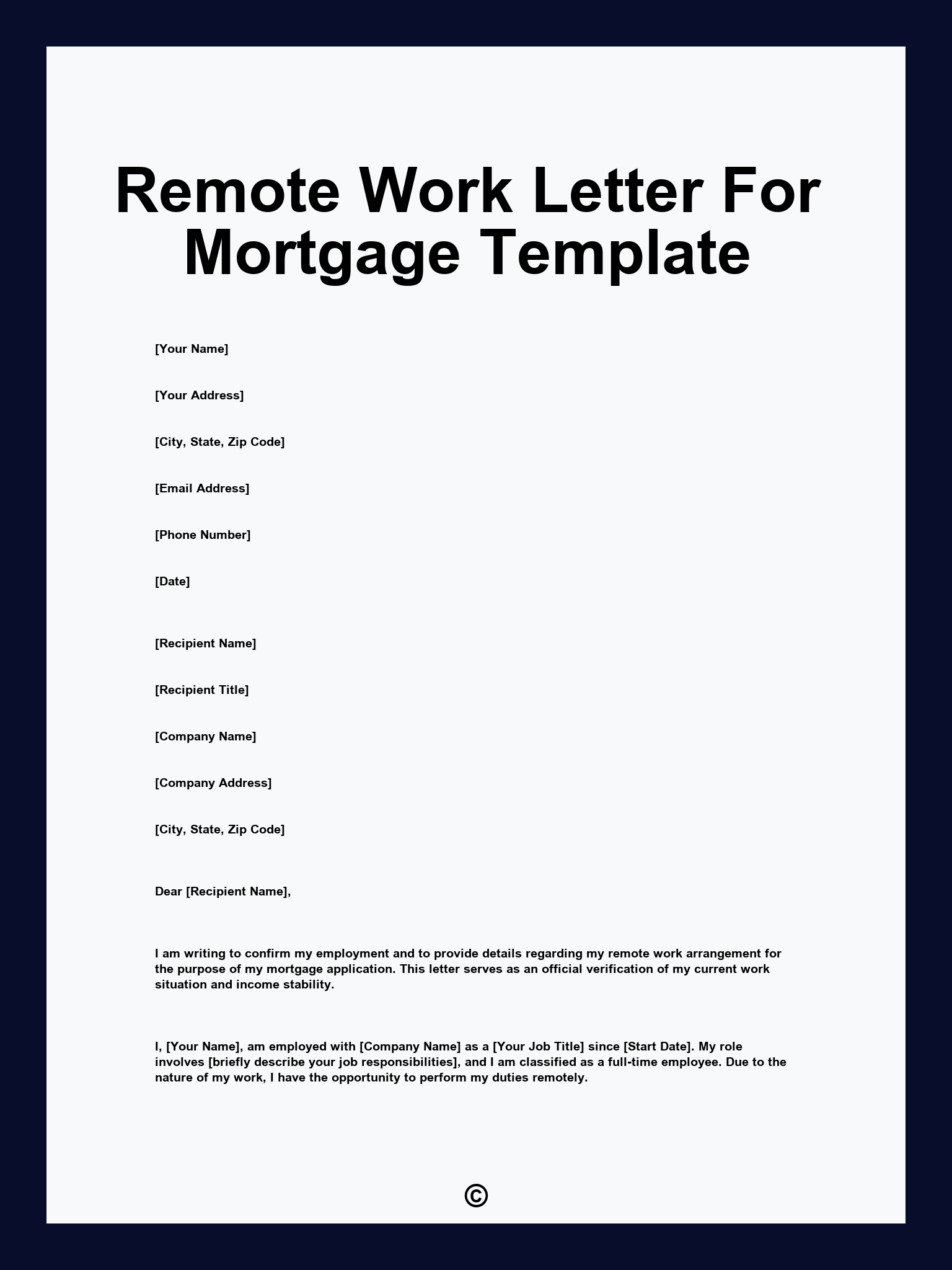 Remote Work Letter For Mortgage Template
