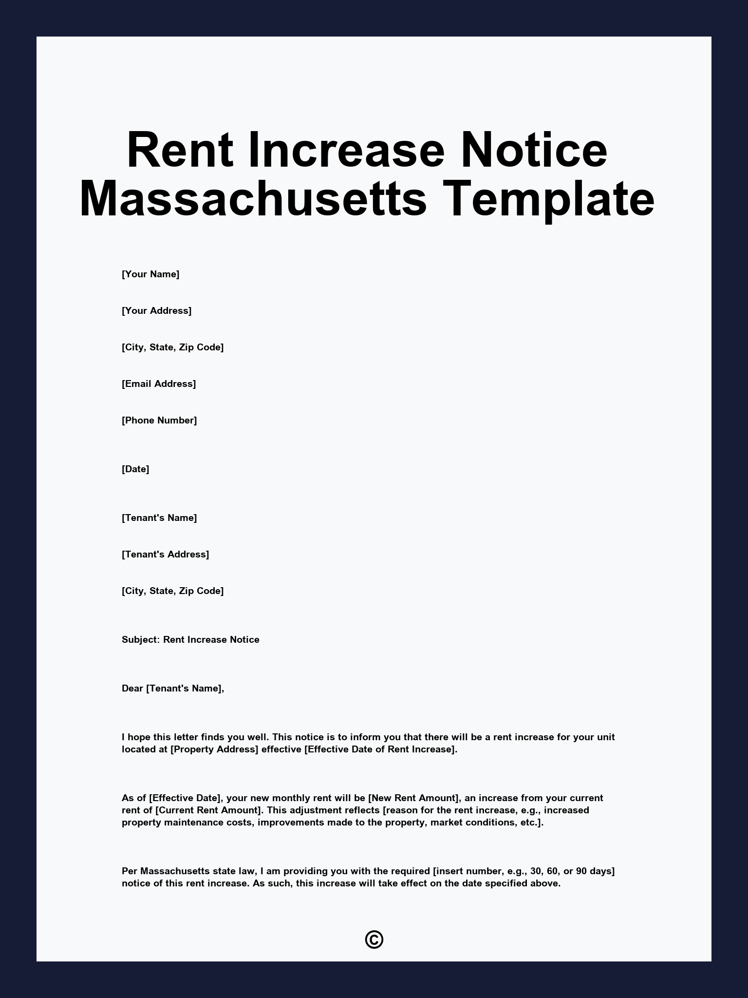 Rent Increase Notice Massachusetts Template