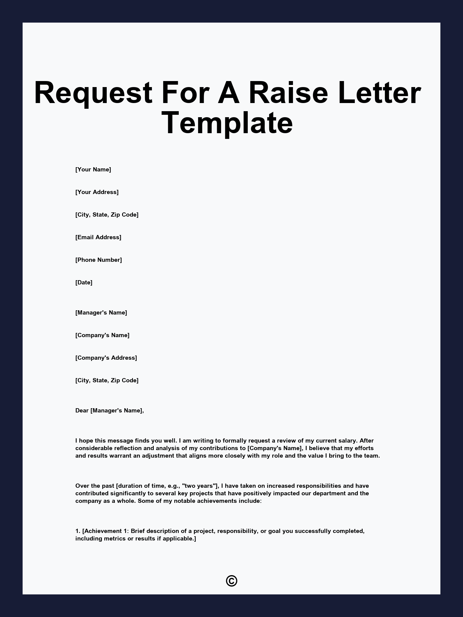 Request For A Raise Letter Template