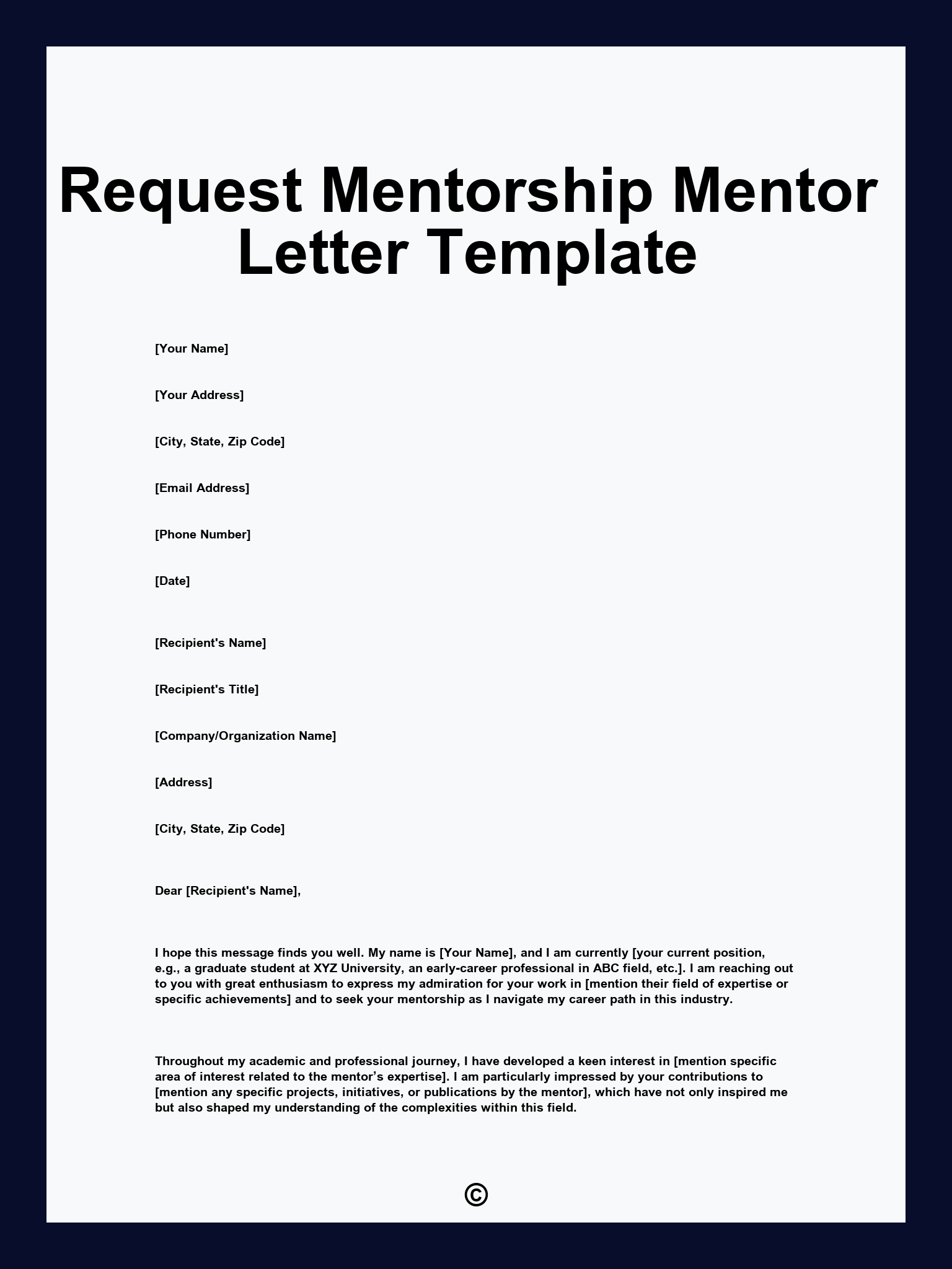 Request Mentorship Mentor Letter Template