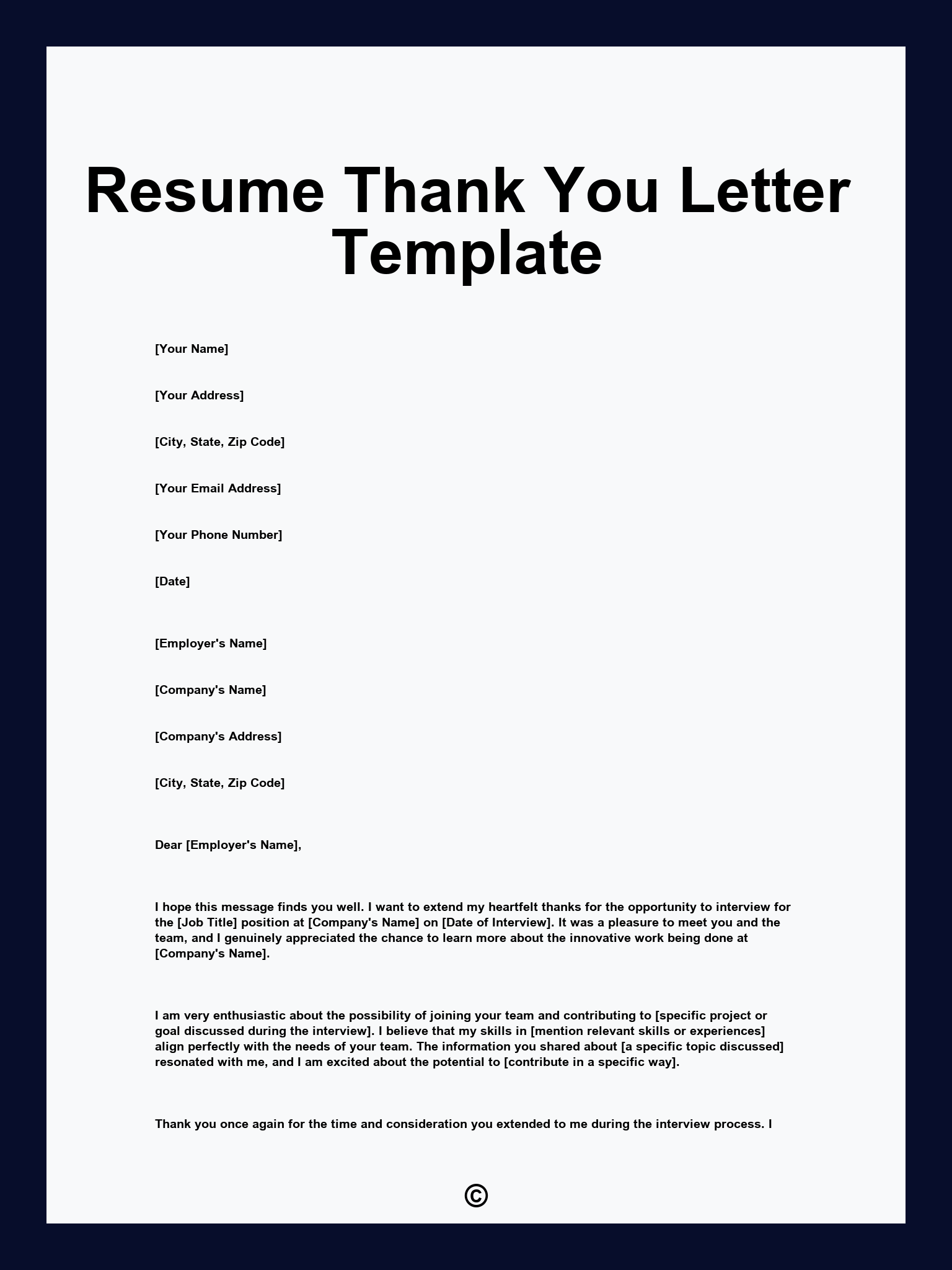 Resume Thank You Letter Template