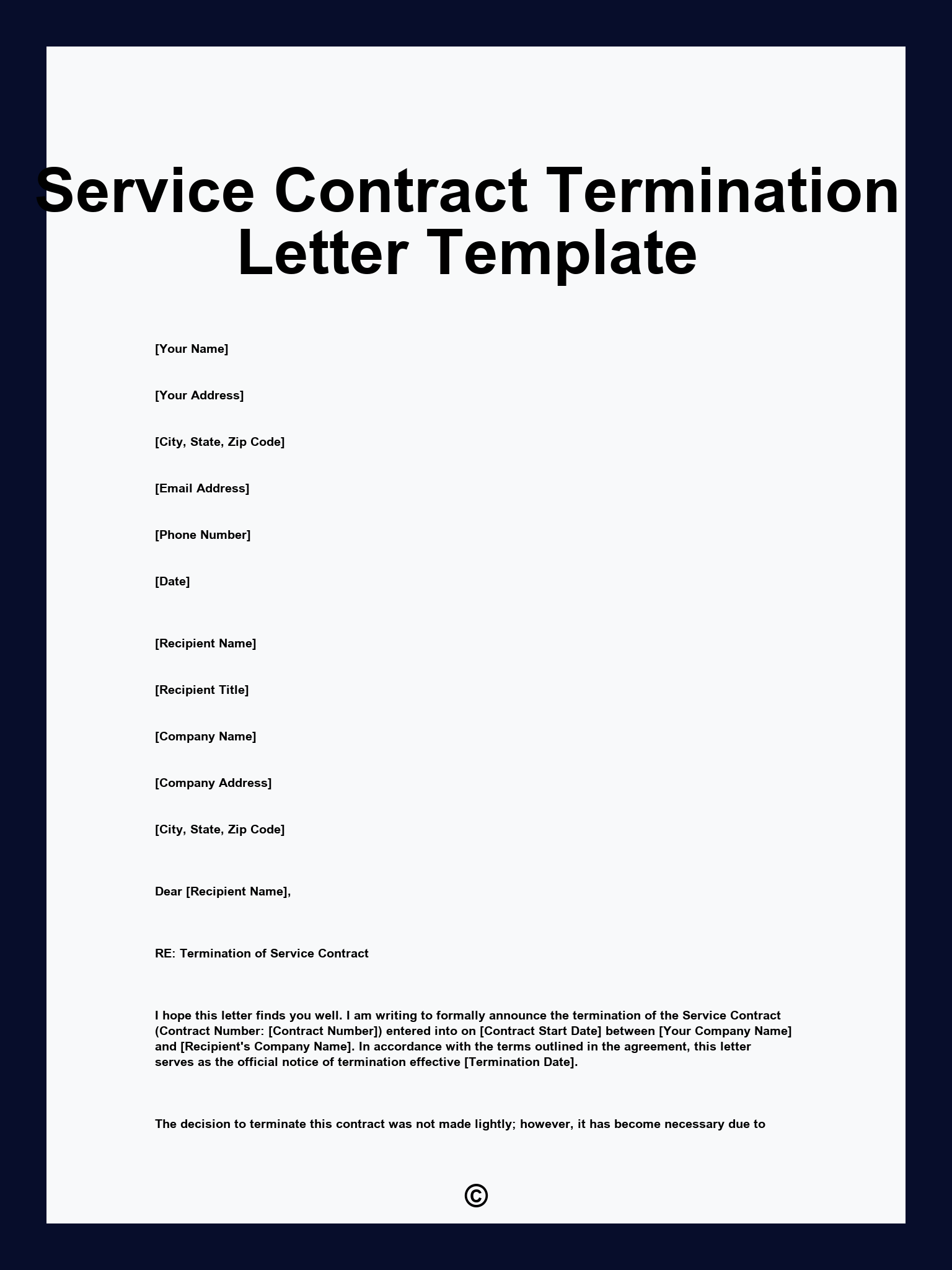 Service Contract Termination Letter Template