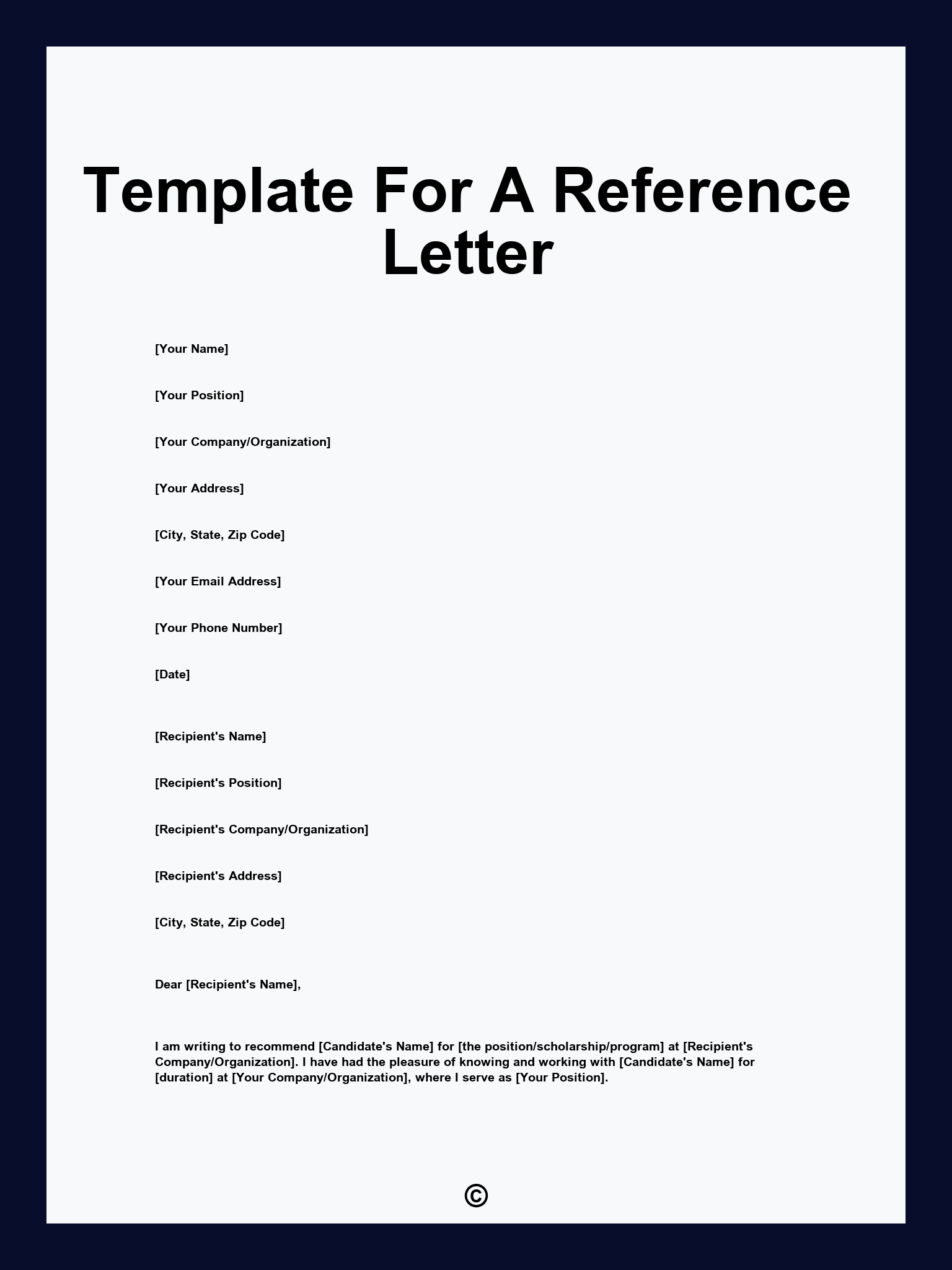 Template For A Reference Letter