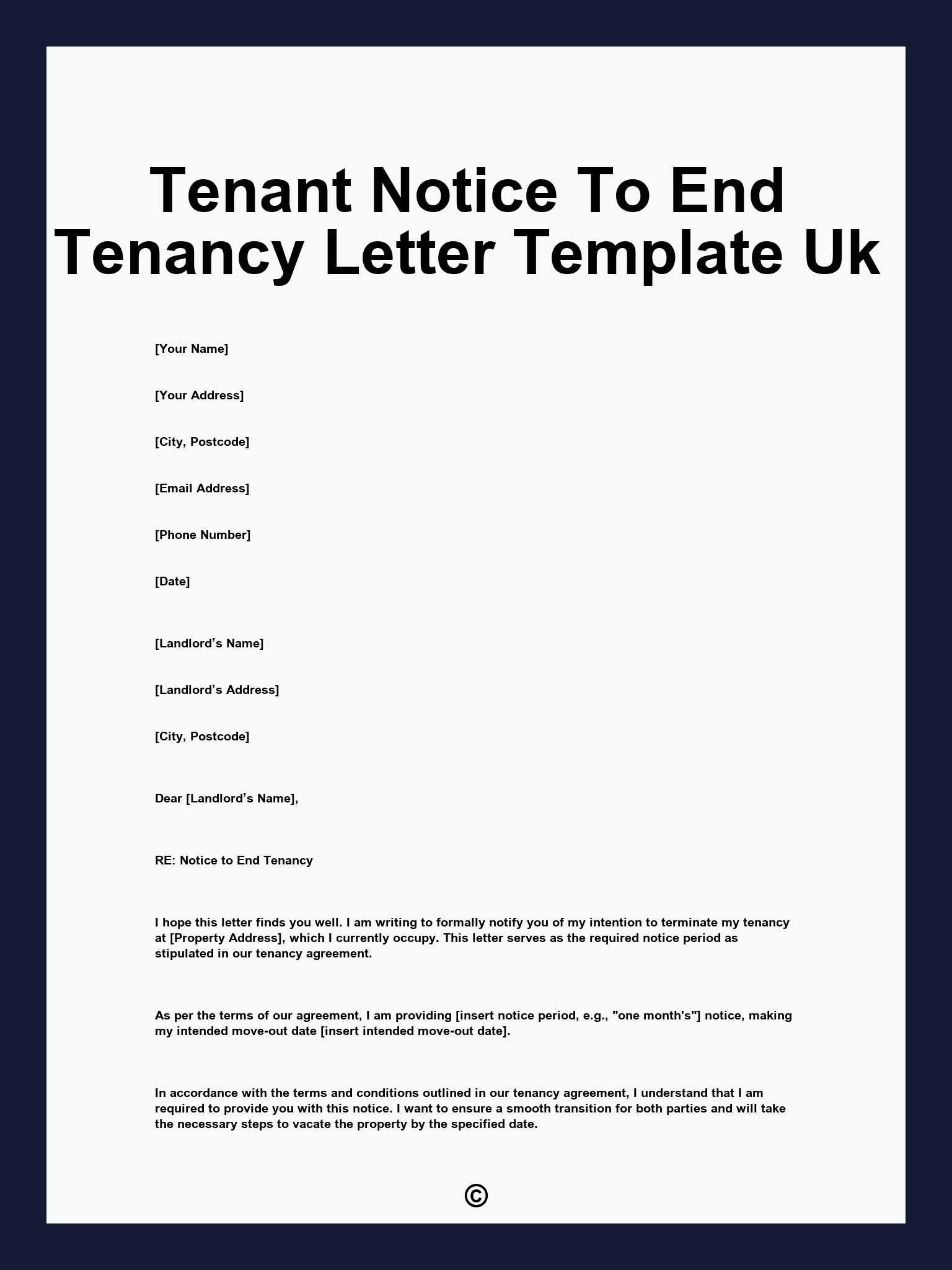 Tenant Notice To End Tenancy Letter Template Uk