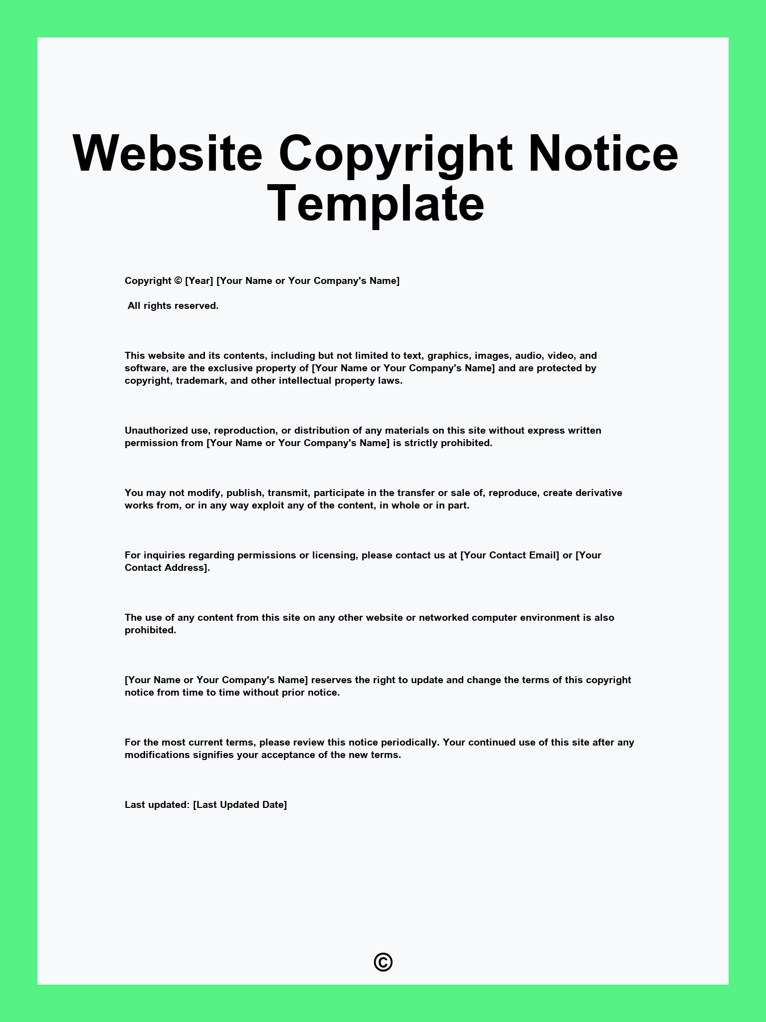 Website Copyright Notice Template